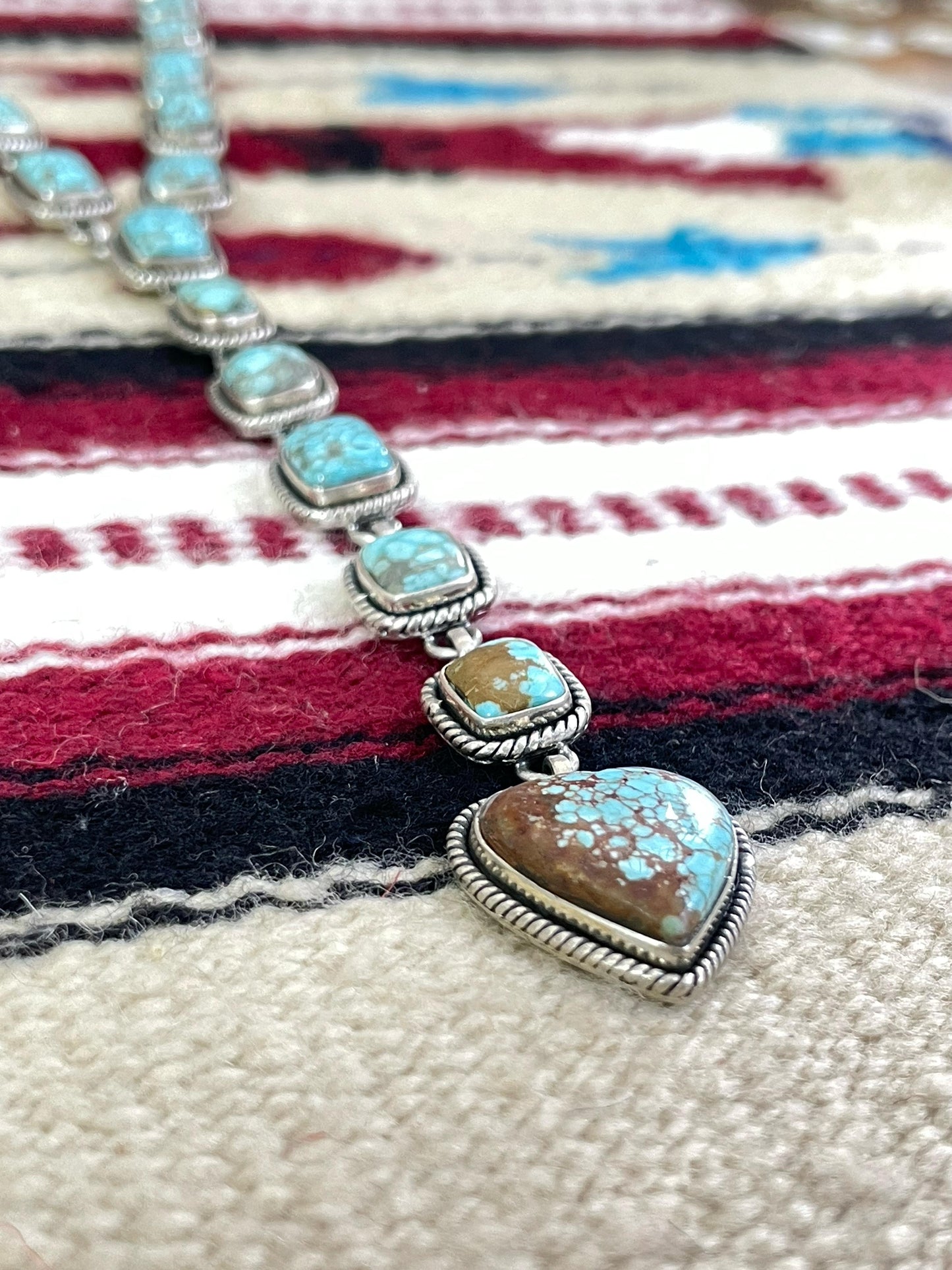 Handmade Sterling Silver Number 8 Turquoise Necklace with Signed Nizhoni