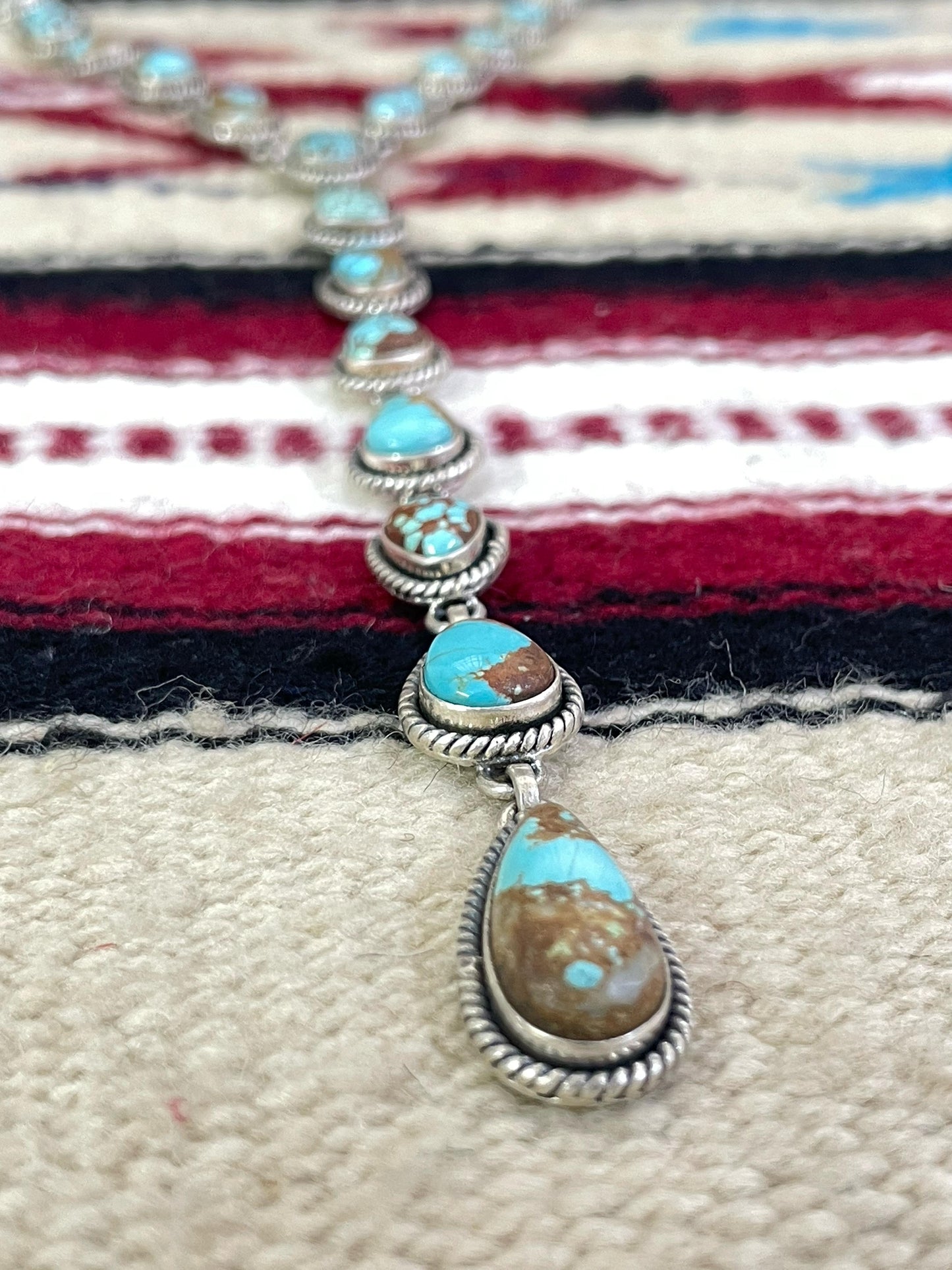 Handmade Sterling Silver Number 8 Turquoise Necklace with Signed Nizhoni