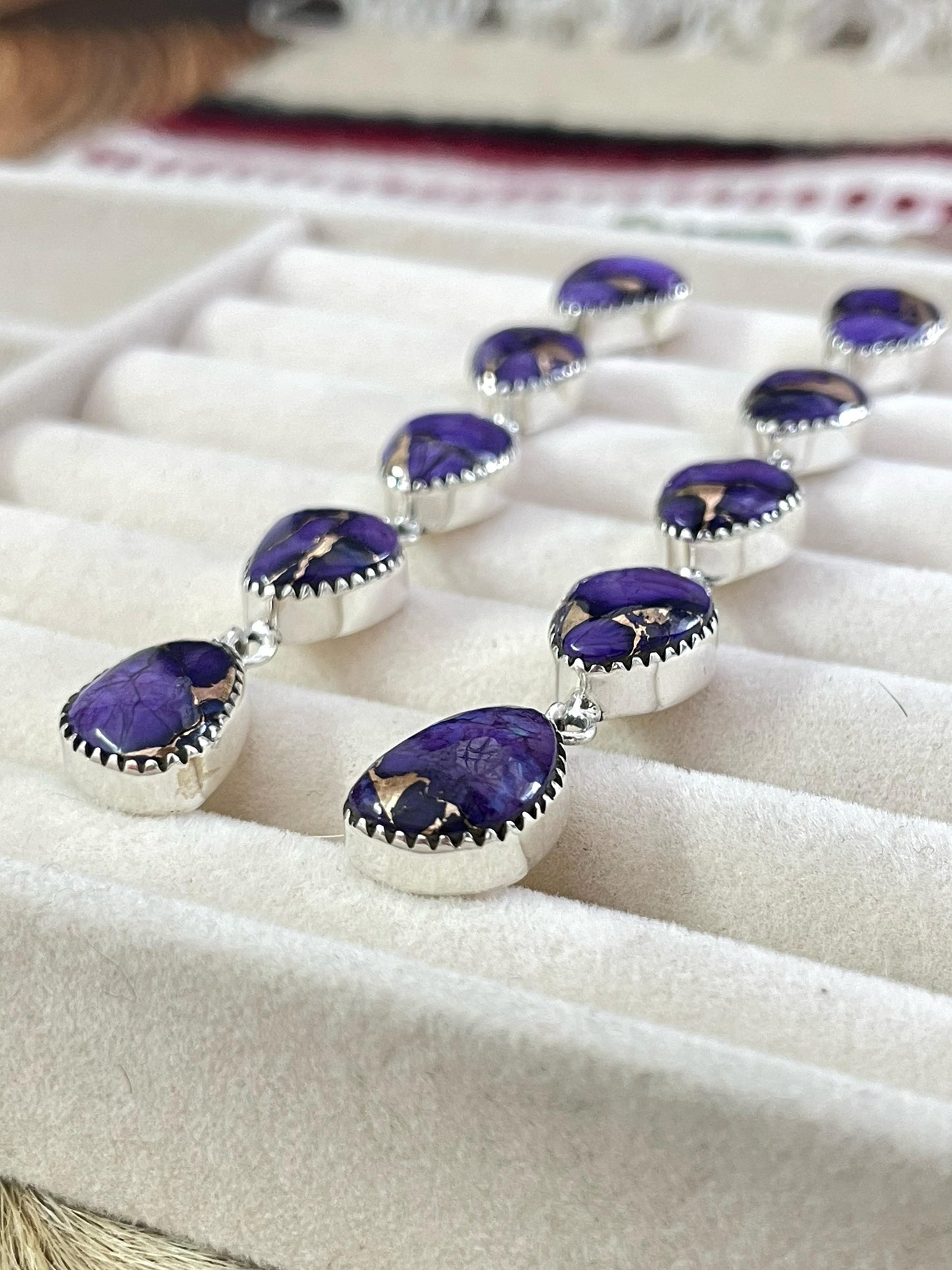 Handmade Sterling Silver Grape Dahlia Post Earrings with Signed Nizhoni