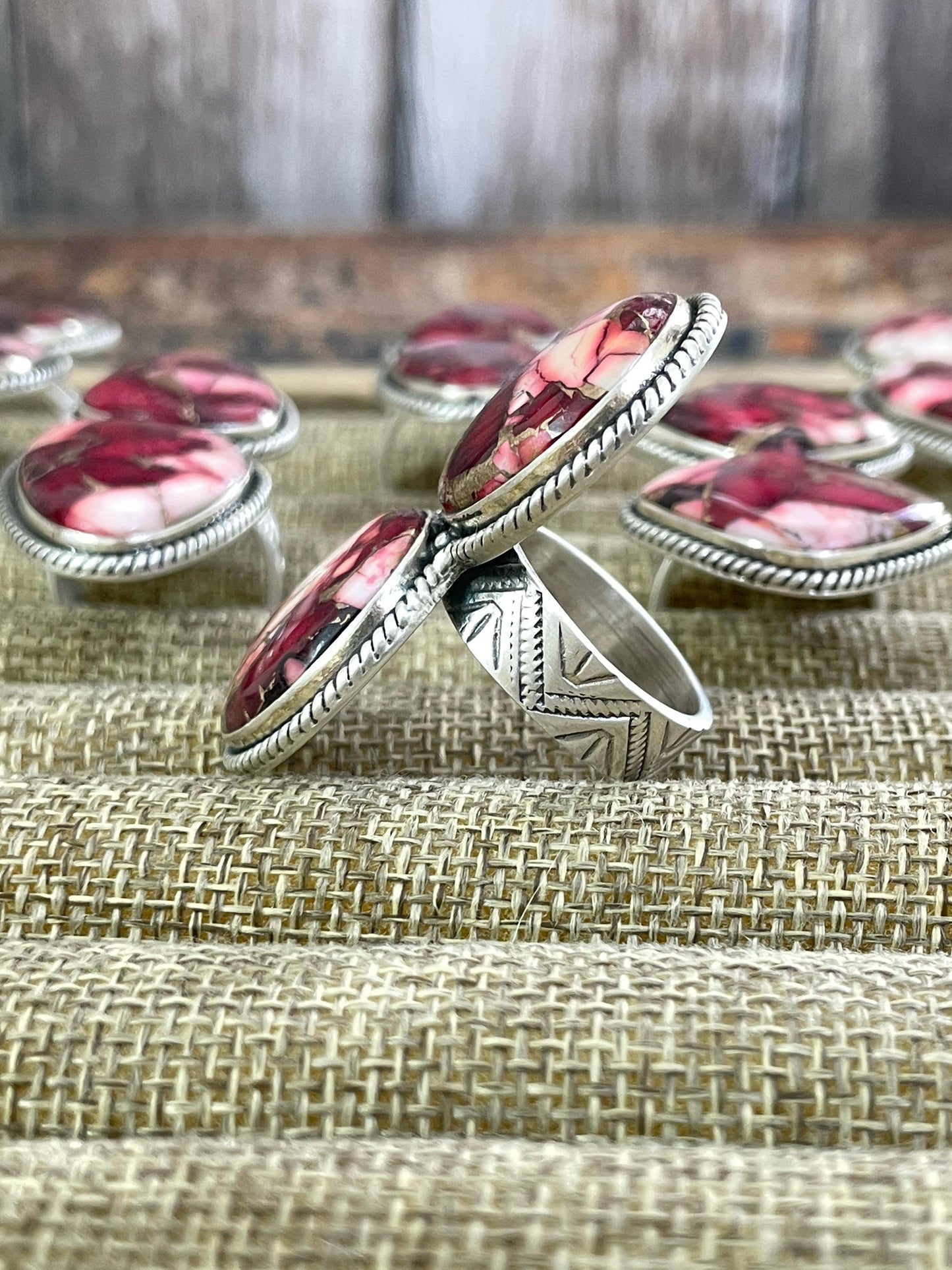 Handmade Sterling Silver Dahlia Rose Adjustable Ring with Signed Nizhoni
