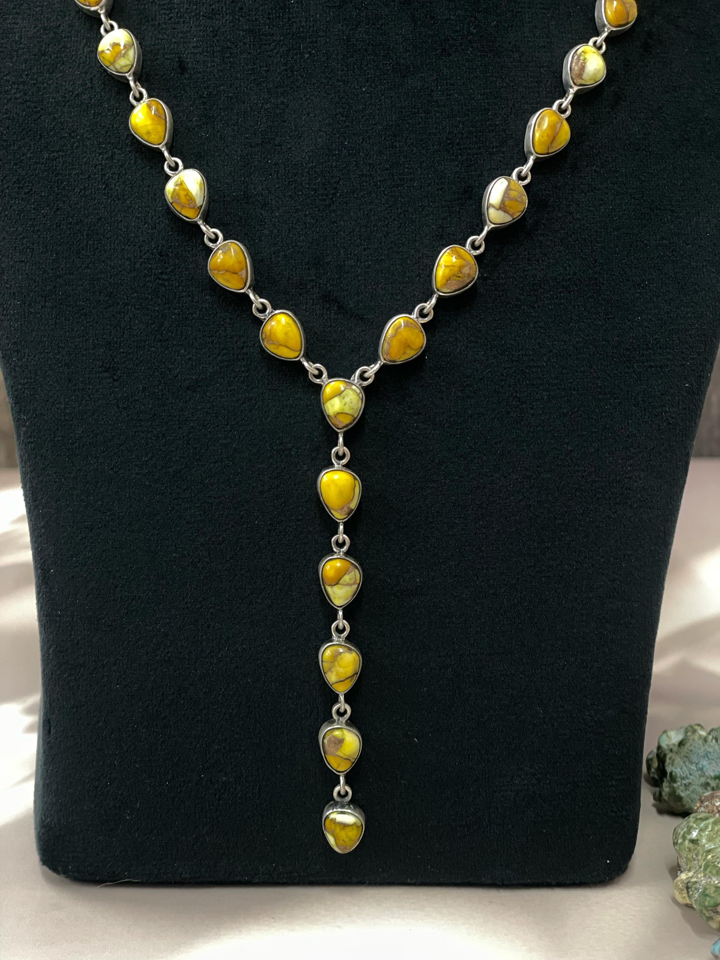 Handmade Sterling Silver Honey Dahlia Necklace with Signed Nizhoni