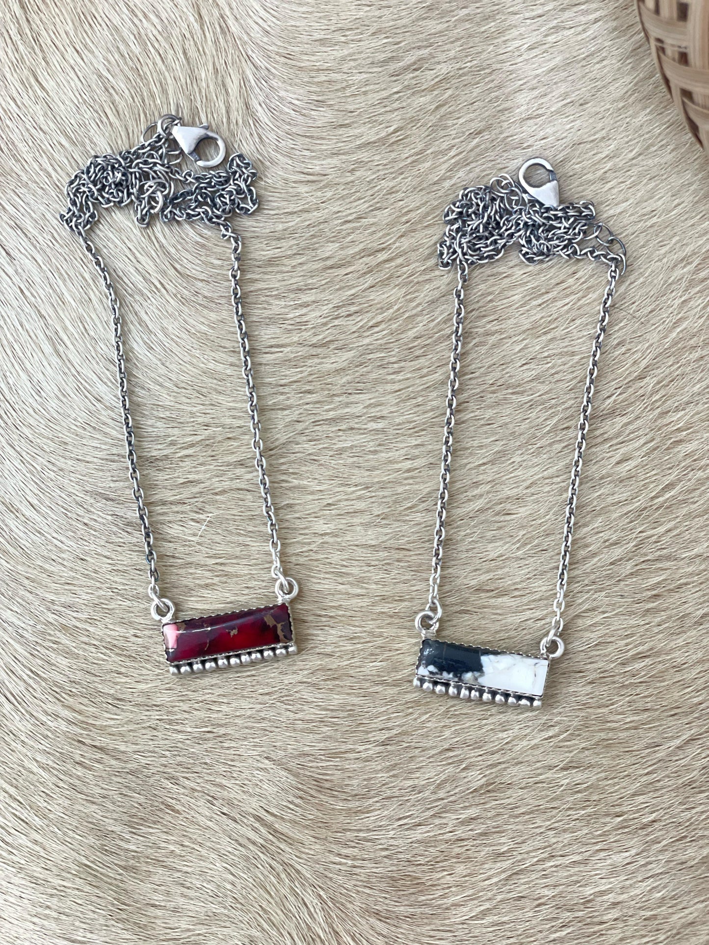 Handmade Sterling Silver White Buffalo, Dahlia Rose Necklace with Signed Nizhoni