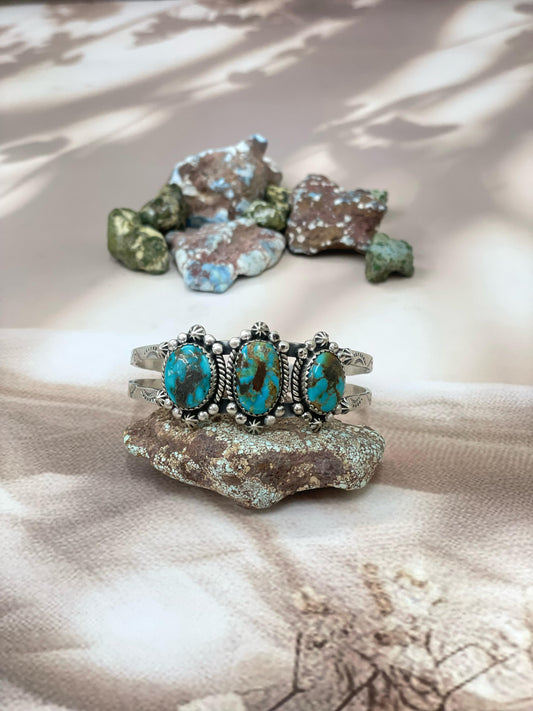 Handmade Sterling Silver South Hill Cuff Bracelet with Signed Nizhoni