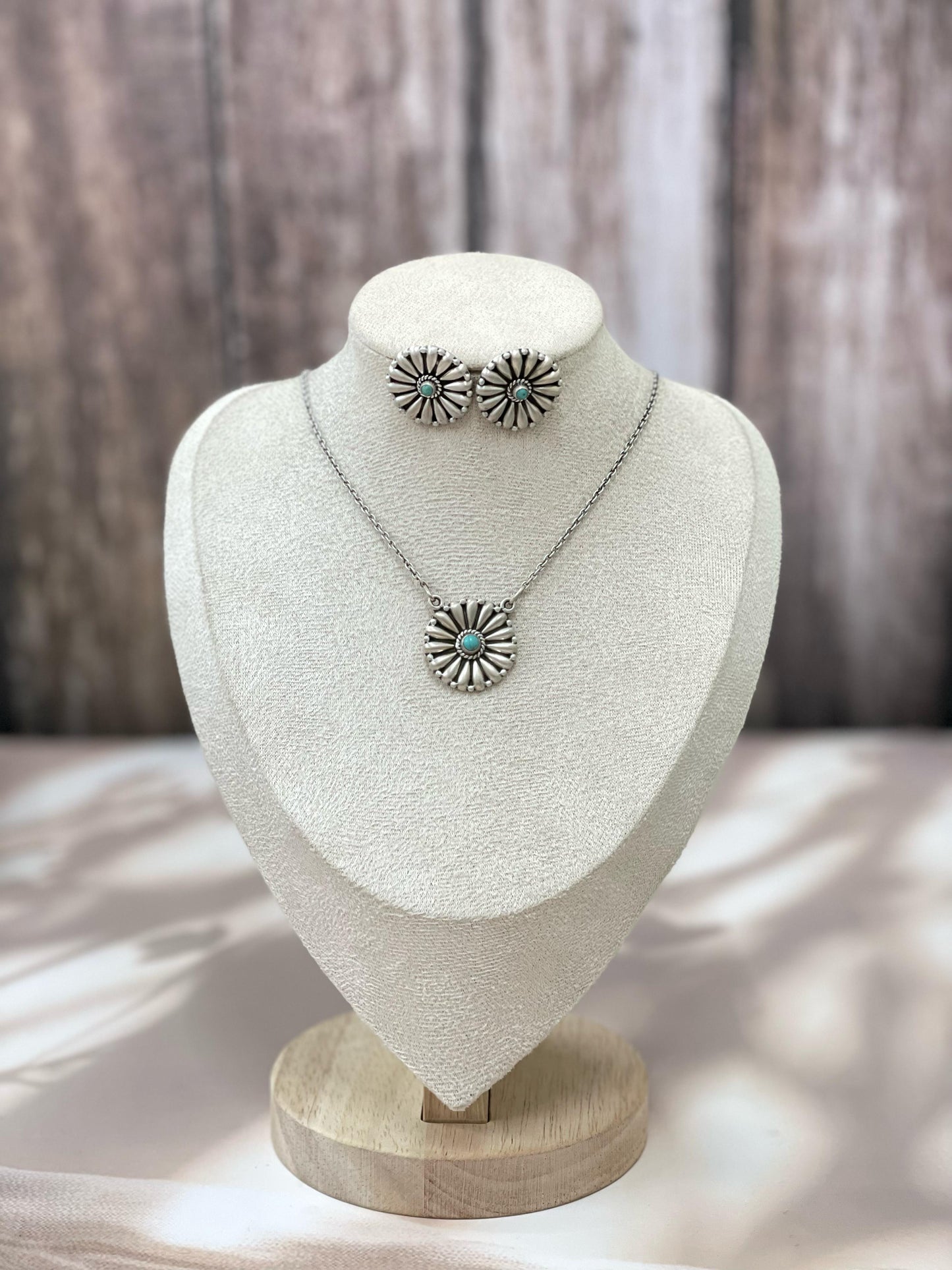 Handmade Sterling Silver Multi Stone Necklace Post Earring Set with Signed Nizhoni