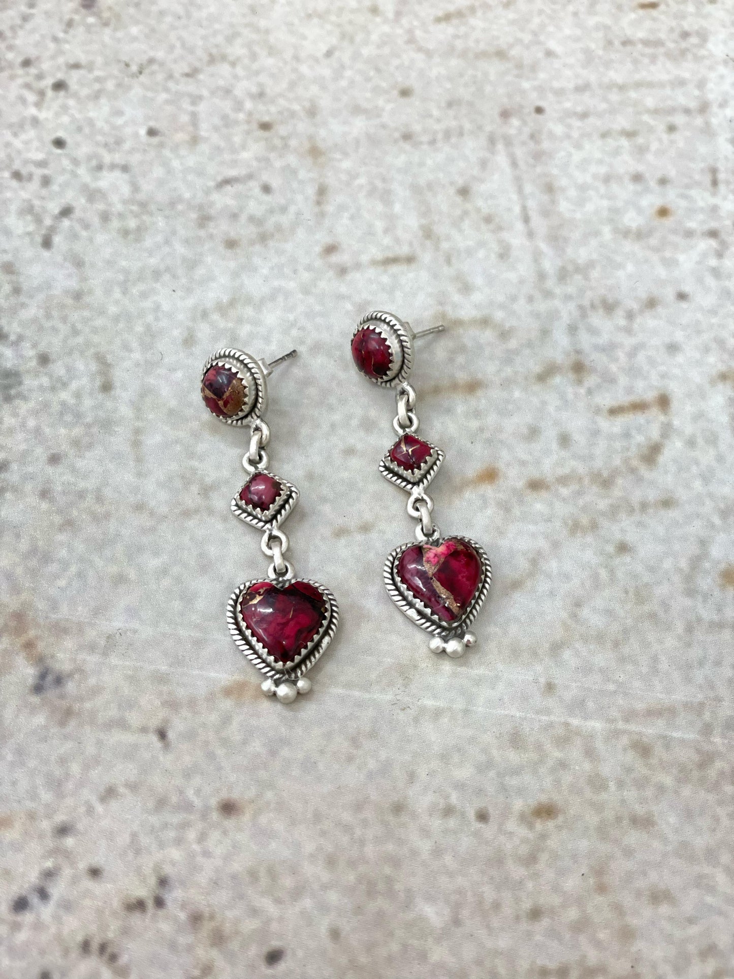 Handmade Sterling Silver Dahlia Rose Dangle Earrings, Signed Nizhoni