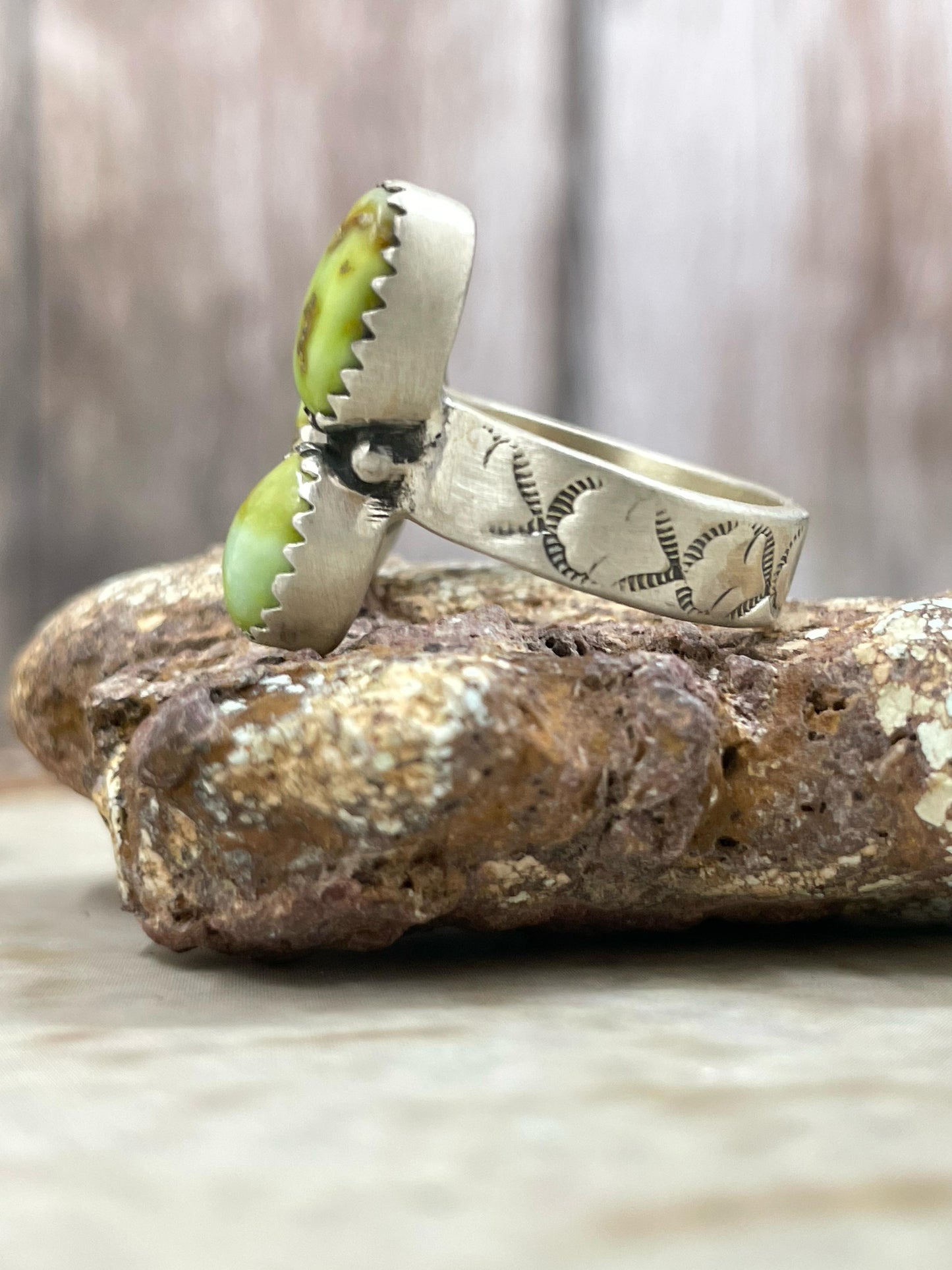 Handmade Sterling Silver Palomino Adjustable Ring with Signed Nizhoni