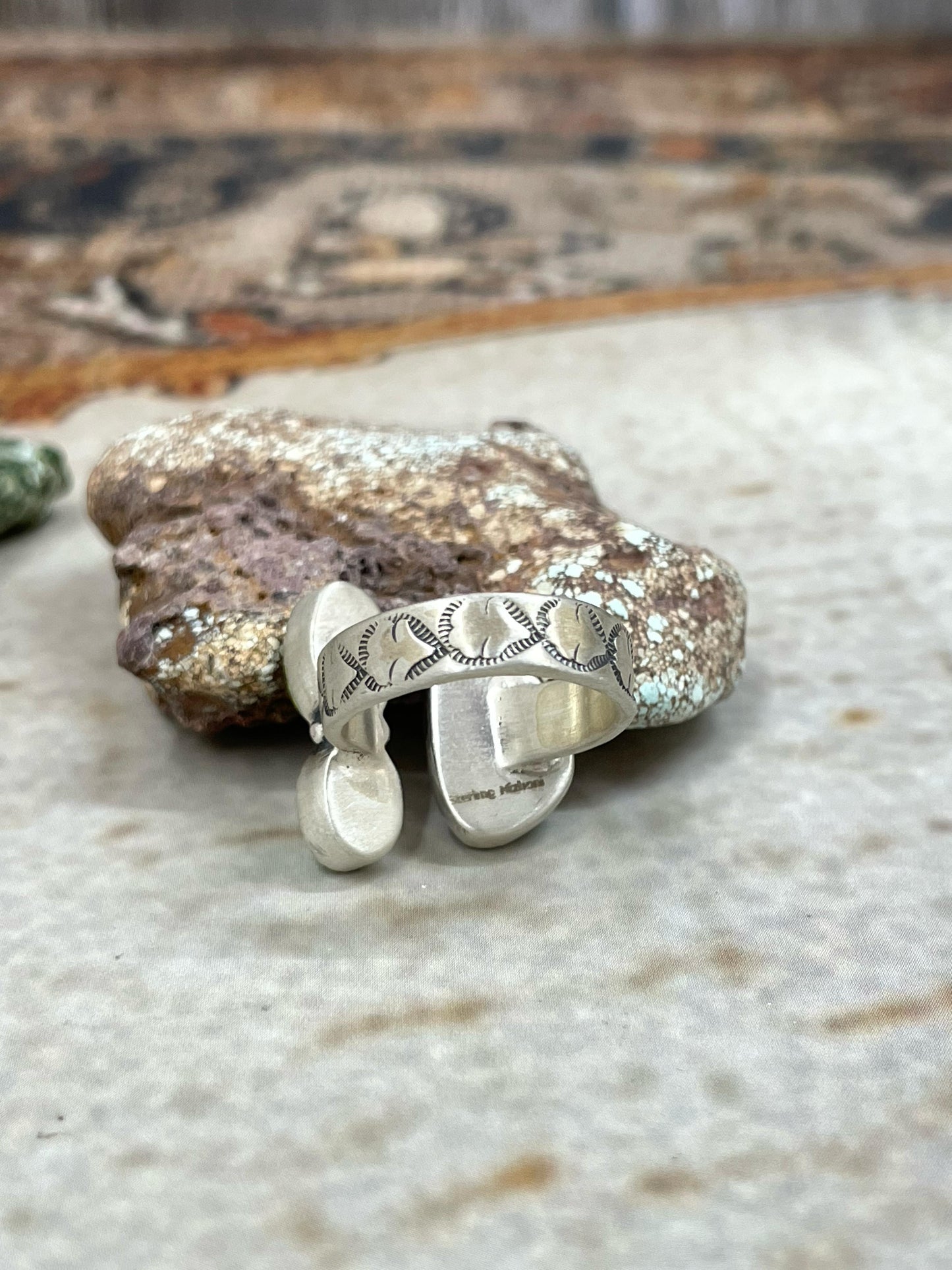 Handmade Sterling Silver Palomino Adjustable Ring with Signed Nizhoni