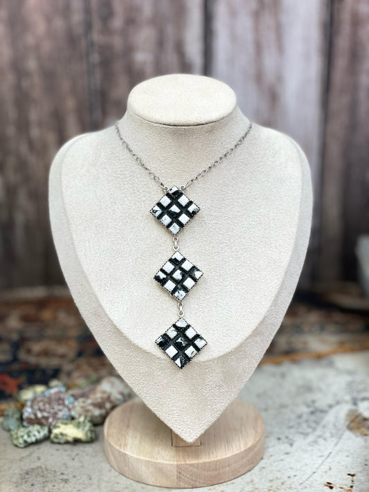 Handmade Sterling Dahlia Rose, White Buffalo Necklace with Signed Nizhoni