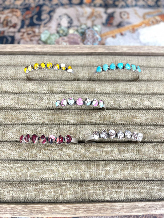 Handmade Sterling Silver Dahlia Rose, Honey Dahlia, Kingman Turquoise, Wild Horse, Cotton Candy Turquoise Cuff Bracelet with Signed Nizhoni