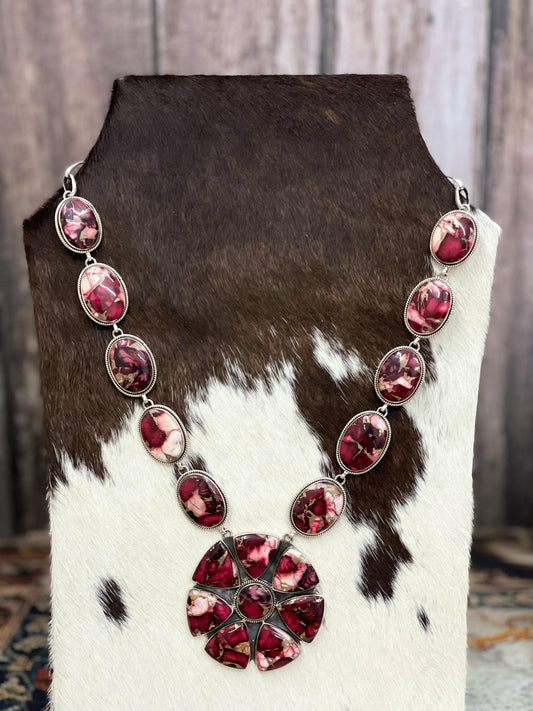 Handmade Sterling Silver Dahlia Rose Phenomenal Necklace Signed Nizhoni