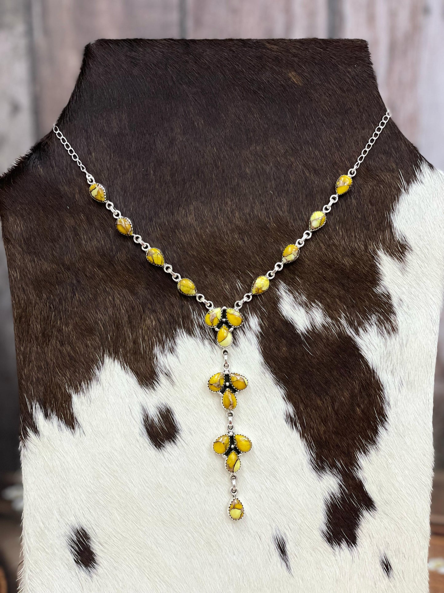 Handmade Sterling Silver Honey Dahlia Necklace with Signed Nizhoni