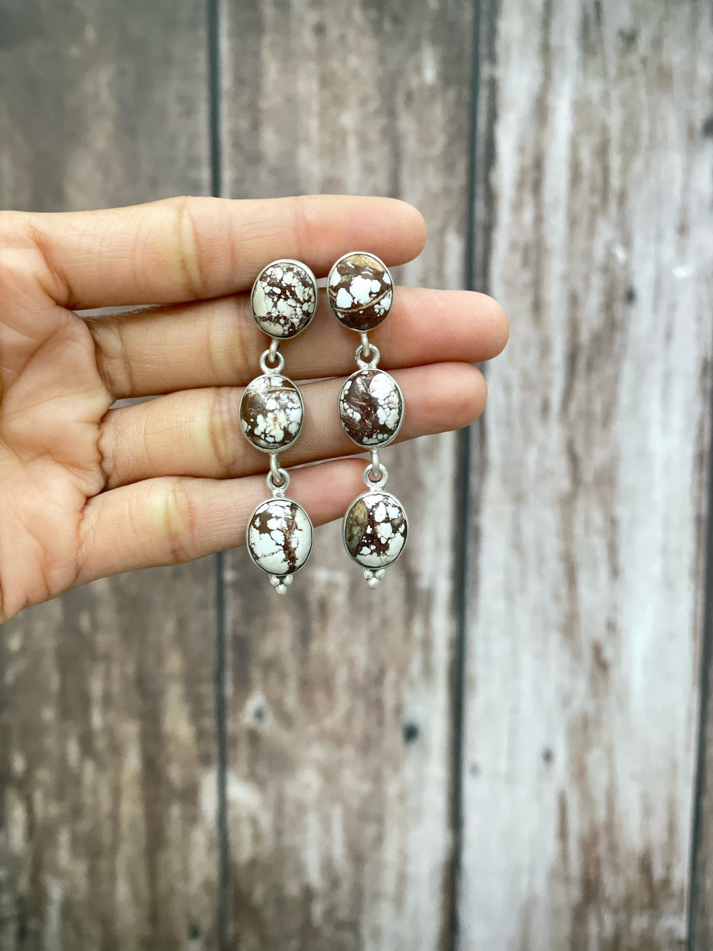 Handmade Sterling Silver Wild Horse Dangle Earrings with Signed Nizhoni