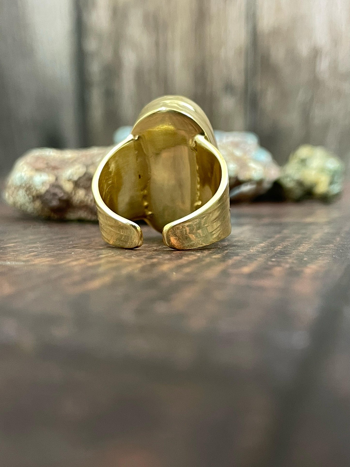 “The Golden Collection” Sand Creation Handmade Number 8 Turquoise Adjustable Oval Ring