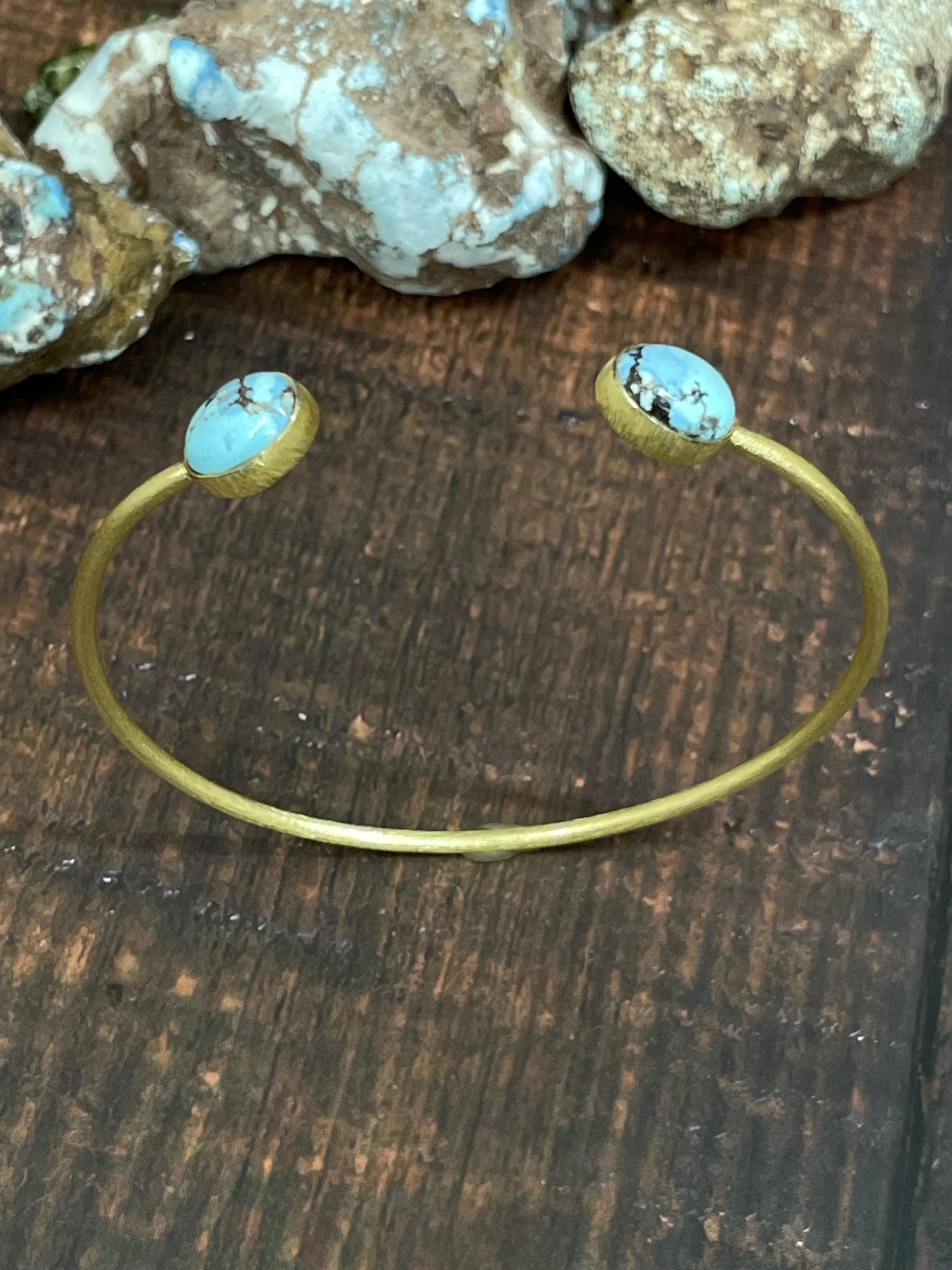 “The Golden Collection” Handmade Natural Gold Plated Golden Hills Turquoise Cuff Bracelet
