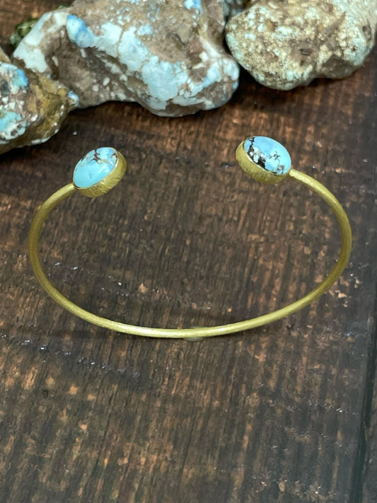 “The Golden Collection” Handmade Natural Gold Plated Golden Hills Turquoise Cuff Bracelet