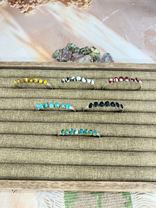 Handmade Sterling Silver Multi Stone Cuff Bracelet with Signed Nizhoni