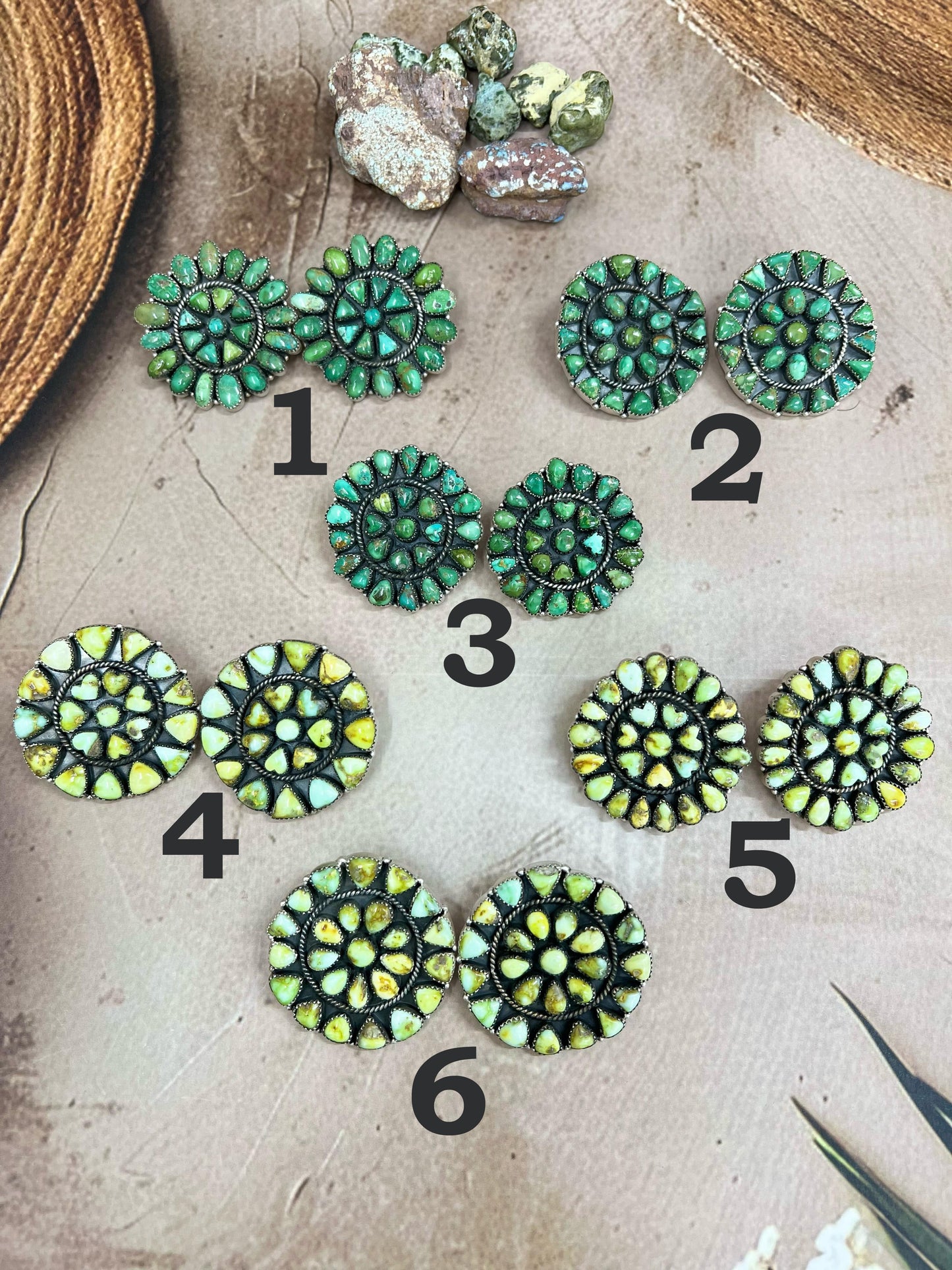 Handmade Sterling Silver Palomino, Sonoran Mountain Turquoise Post Earrings with Signed Nizhoni