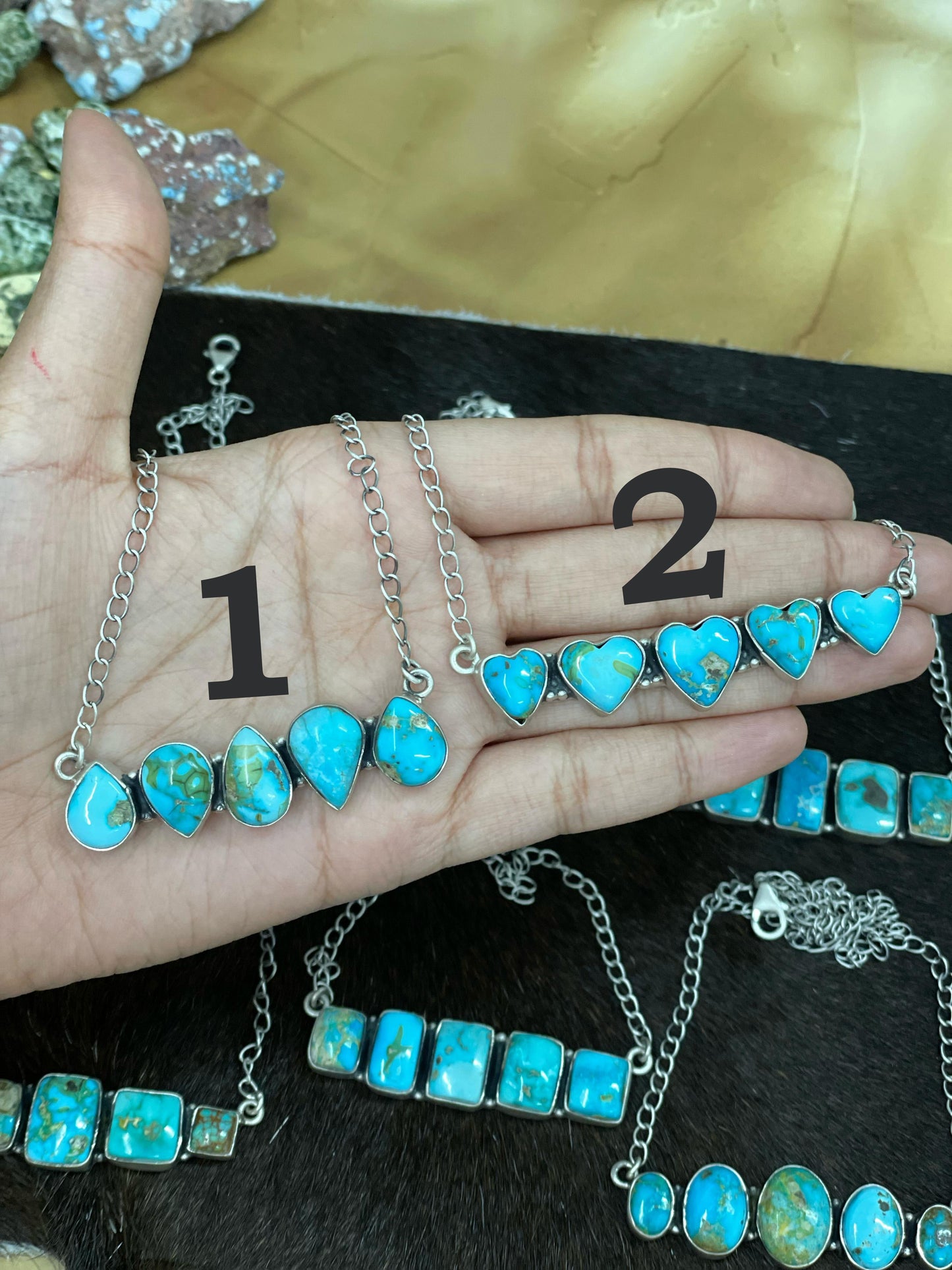 Handmade Sterling Silver South Hill Turquoise Necklace with Signed Nizhoni