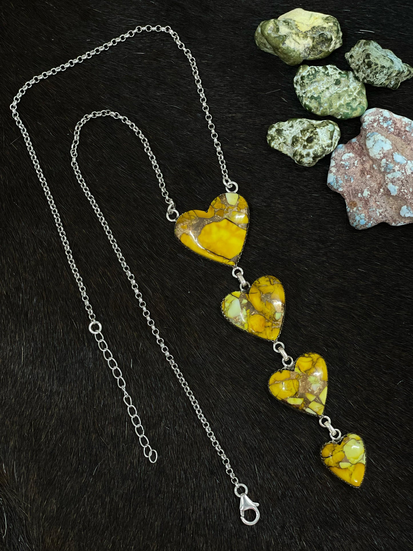 Handmade Sterling Silver Honey Hearts Dahlia Necklace with Signed Nizhoni