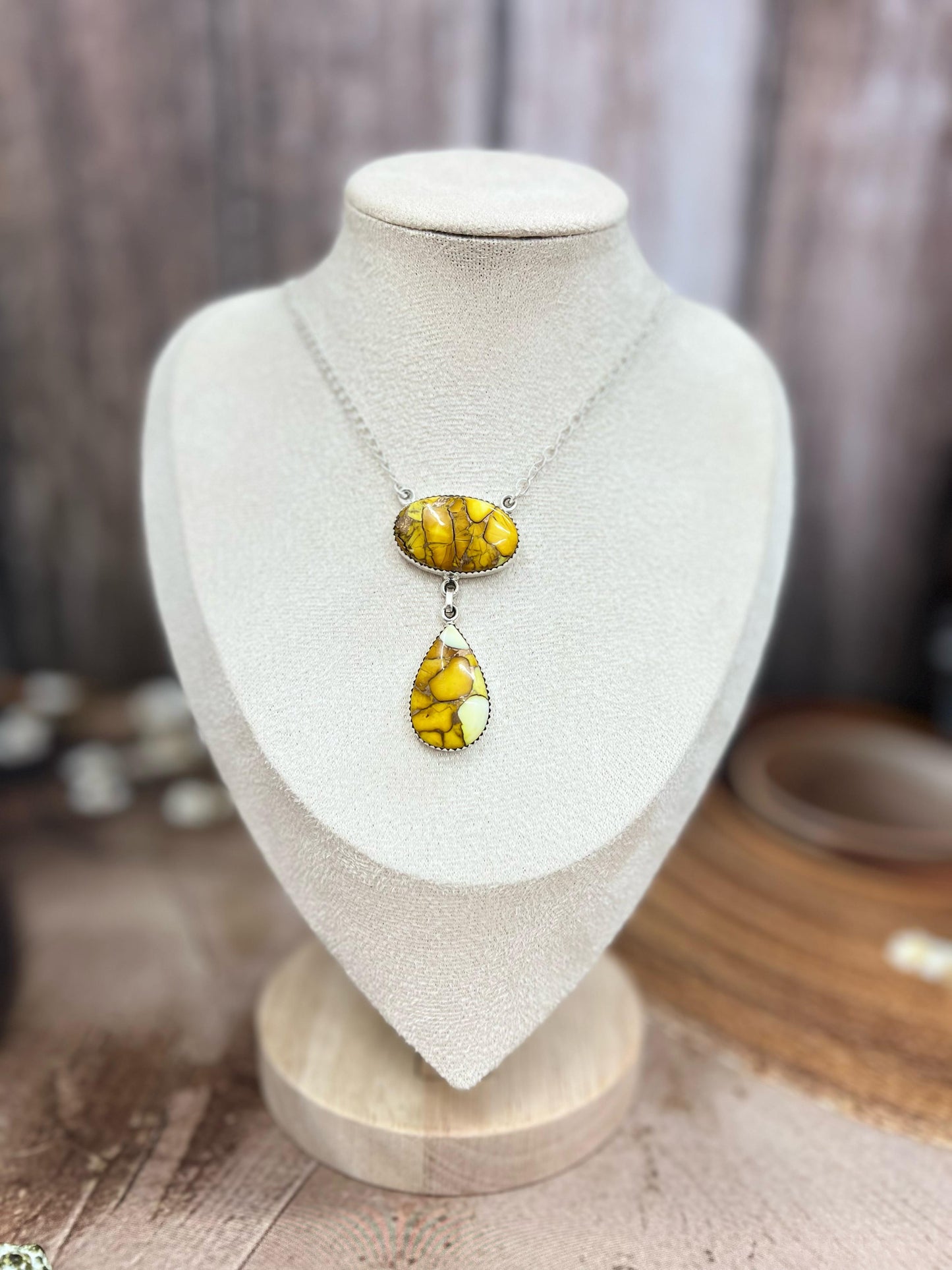 Handmade Sterling Silver Honey Dahlia Necklace with Signed Nizhoni