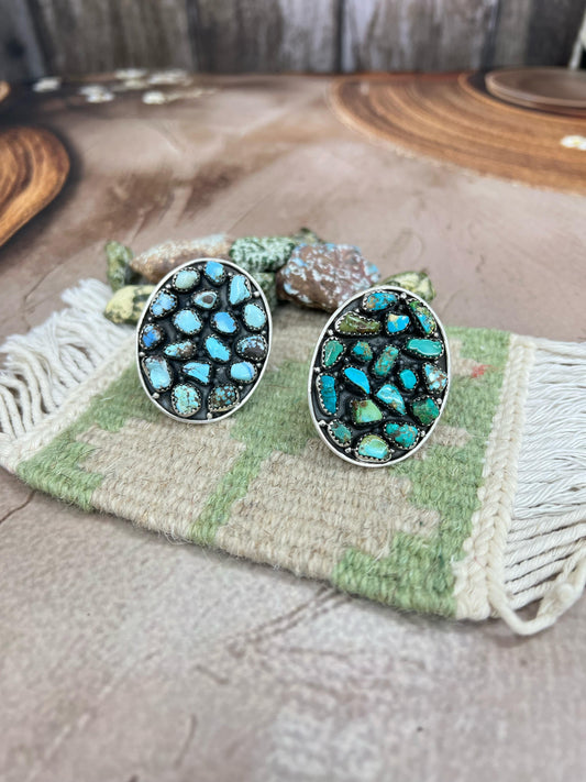 Handmade Sterling Silver Golden Hill Turquoise, Sonoran Mountain Turquoise Adjustable Ring, Signed Nizhoni