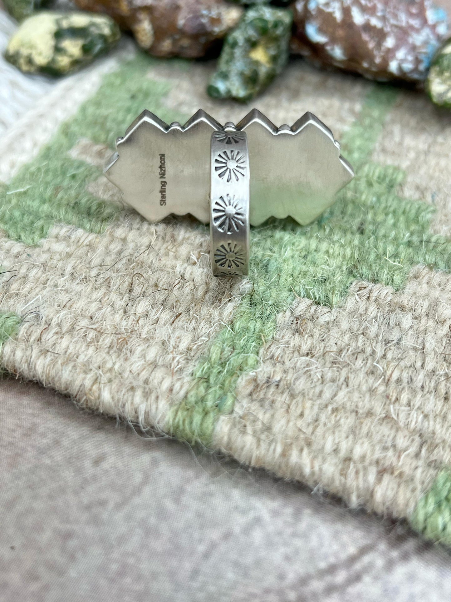 Handmade Sterling Silver Honey Dahlia Adjustable Ring with Signed Nizhoni
