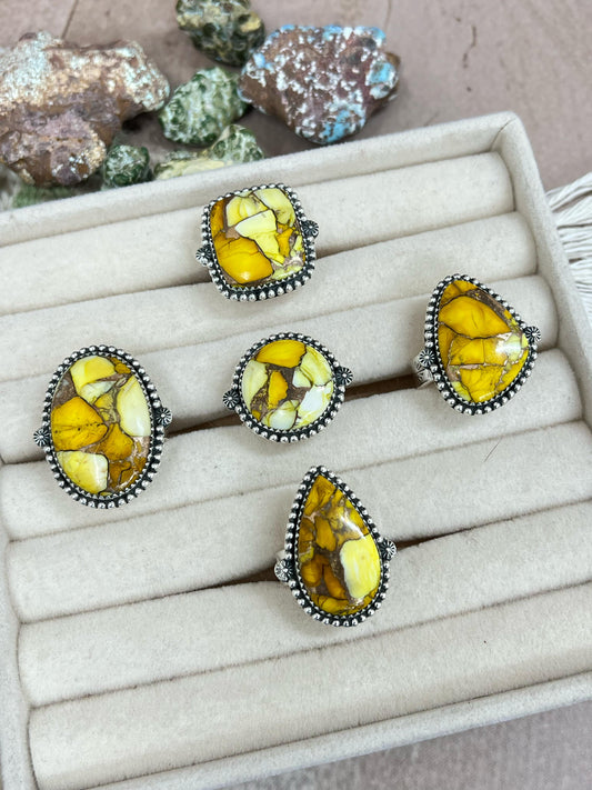 Handmade Sterling Silver Honey Dahlia Adjustable Ring, Signed Nizhoni