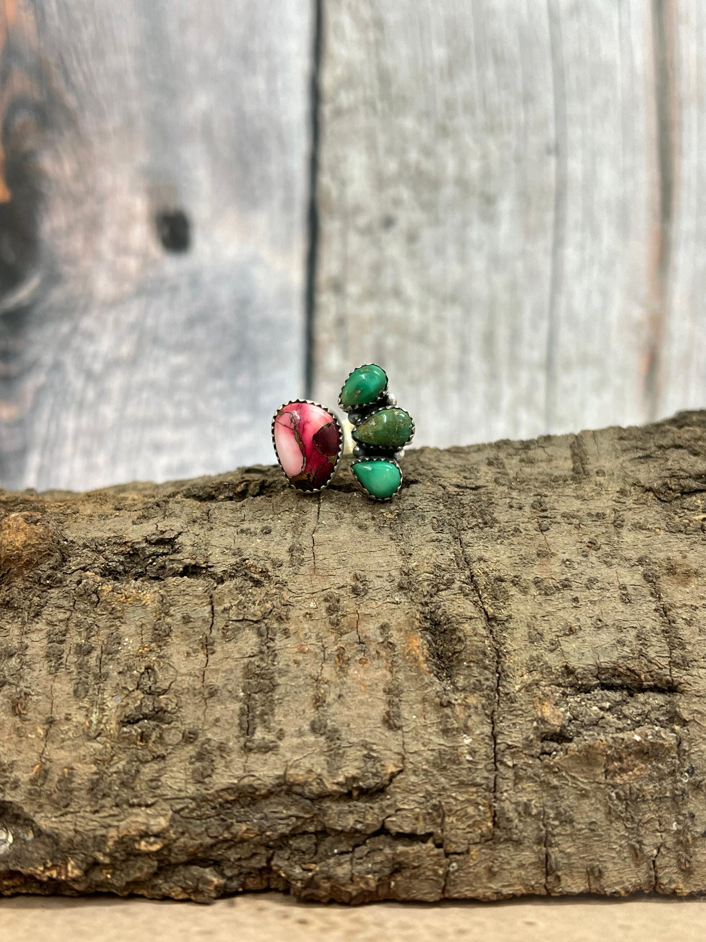 Handmade Sterling Silver Dahlia Rose Adjustable Rings with Signed Nizhoni