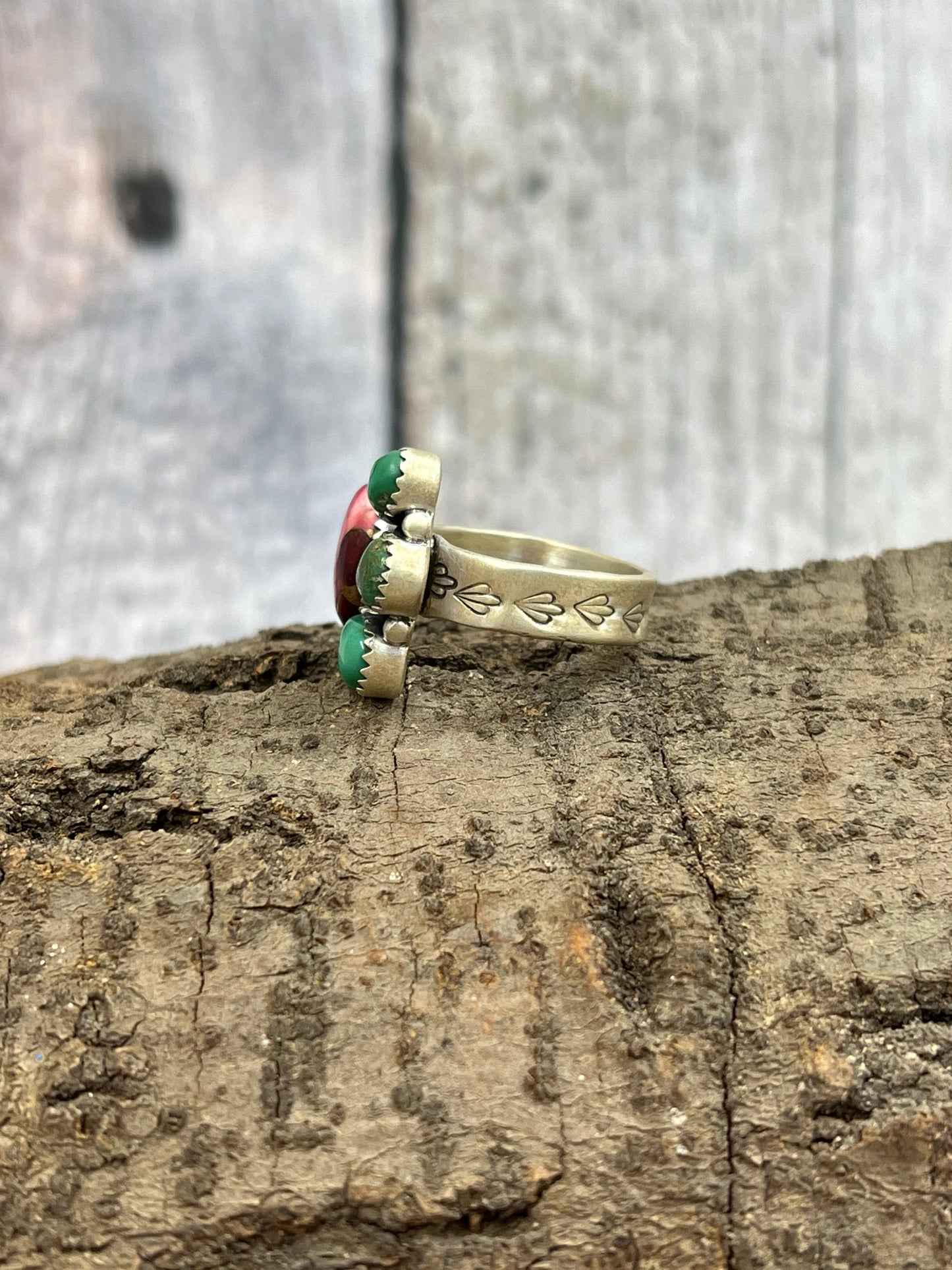 Handmade Sterling Silver Dahlia Rose Adjustable Rings with Signed Nizhoni