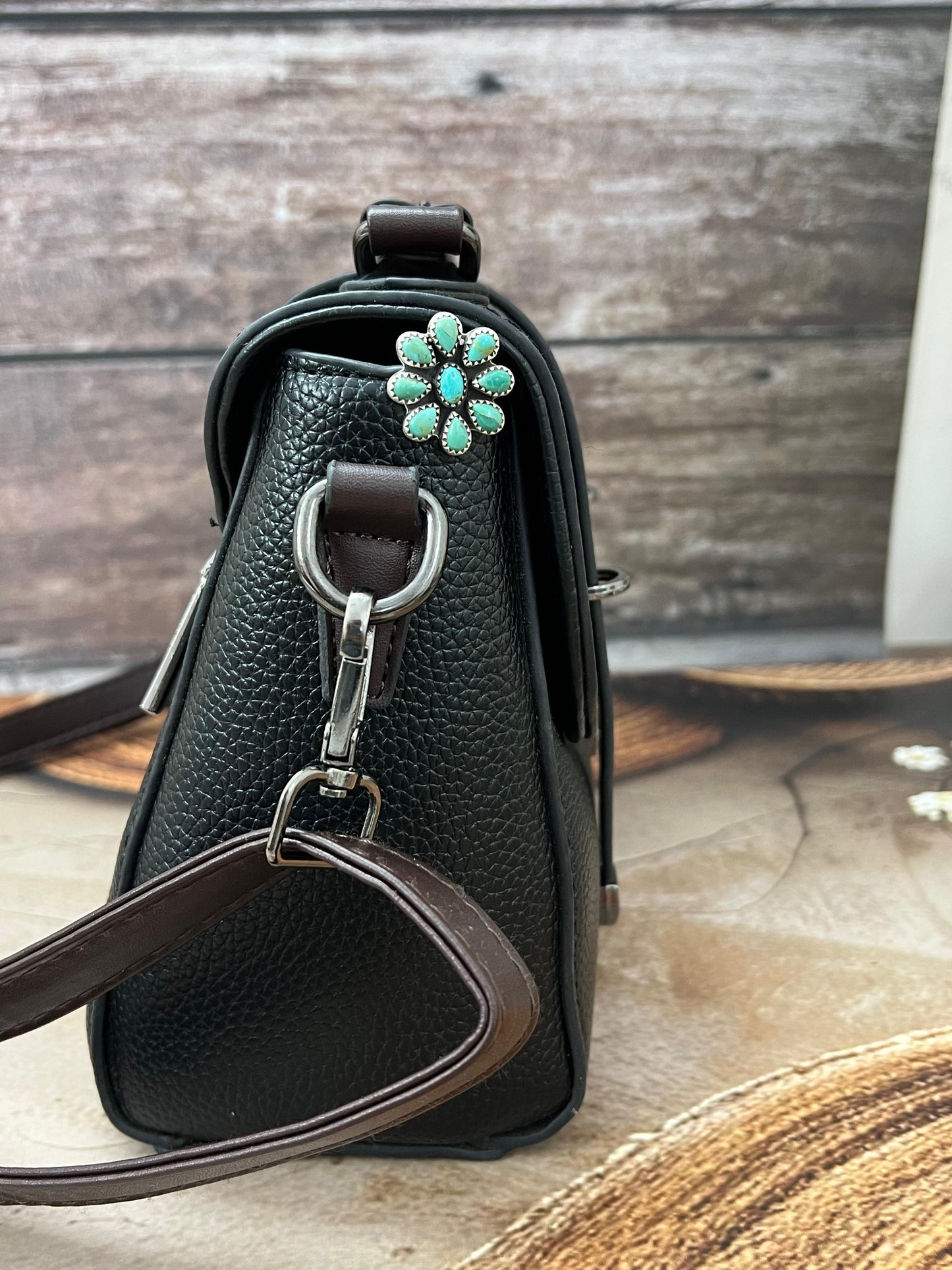 Handmade Sterling Silver Kingman Turquoise Purse Key Clip with Signed Nizhoni