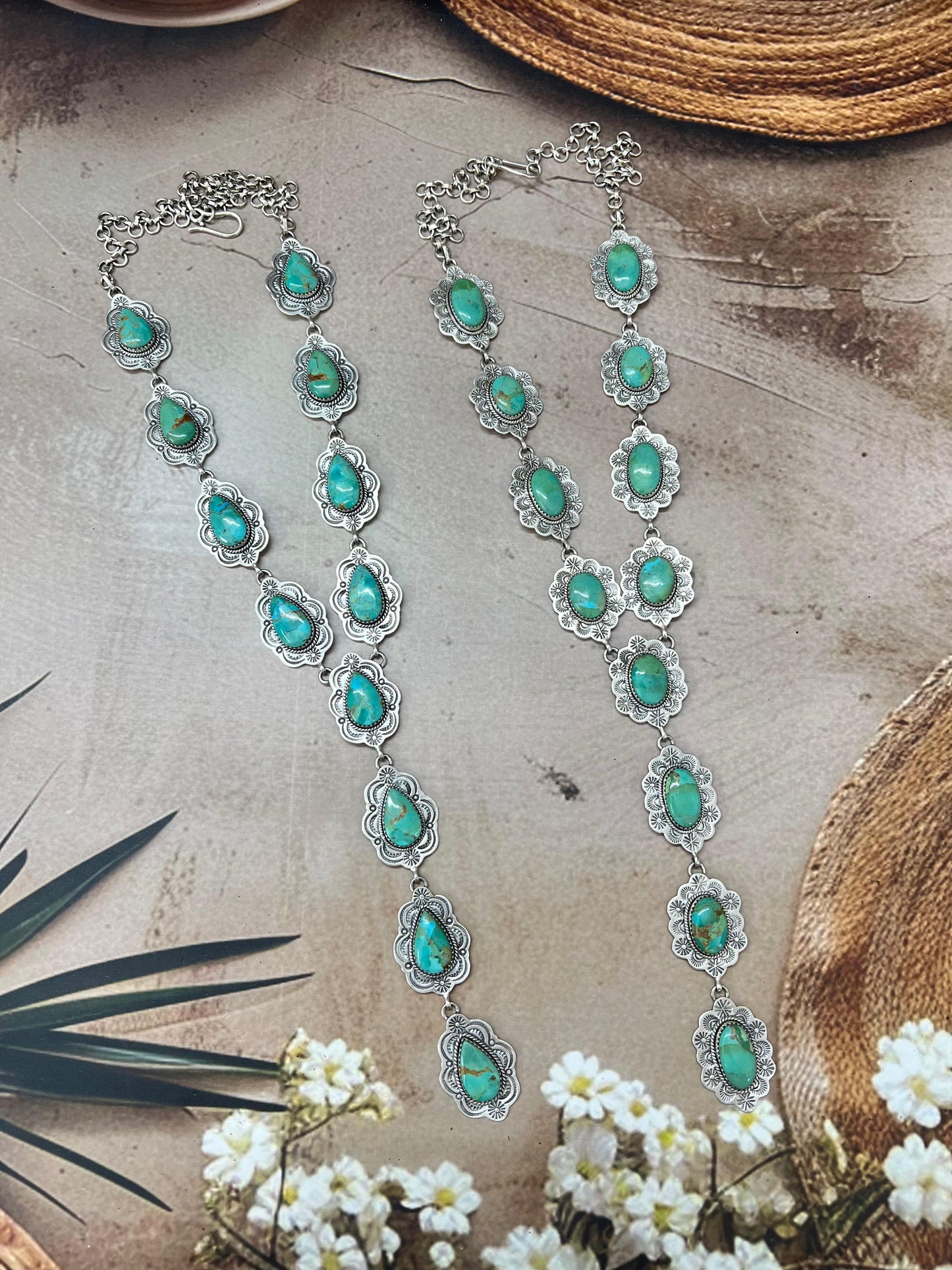Handmade Sterling Silver Kingman Turquoise Lariat Necklace with Signed Nizhoni (2)