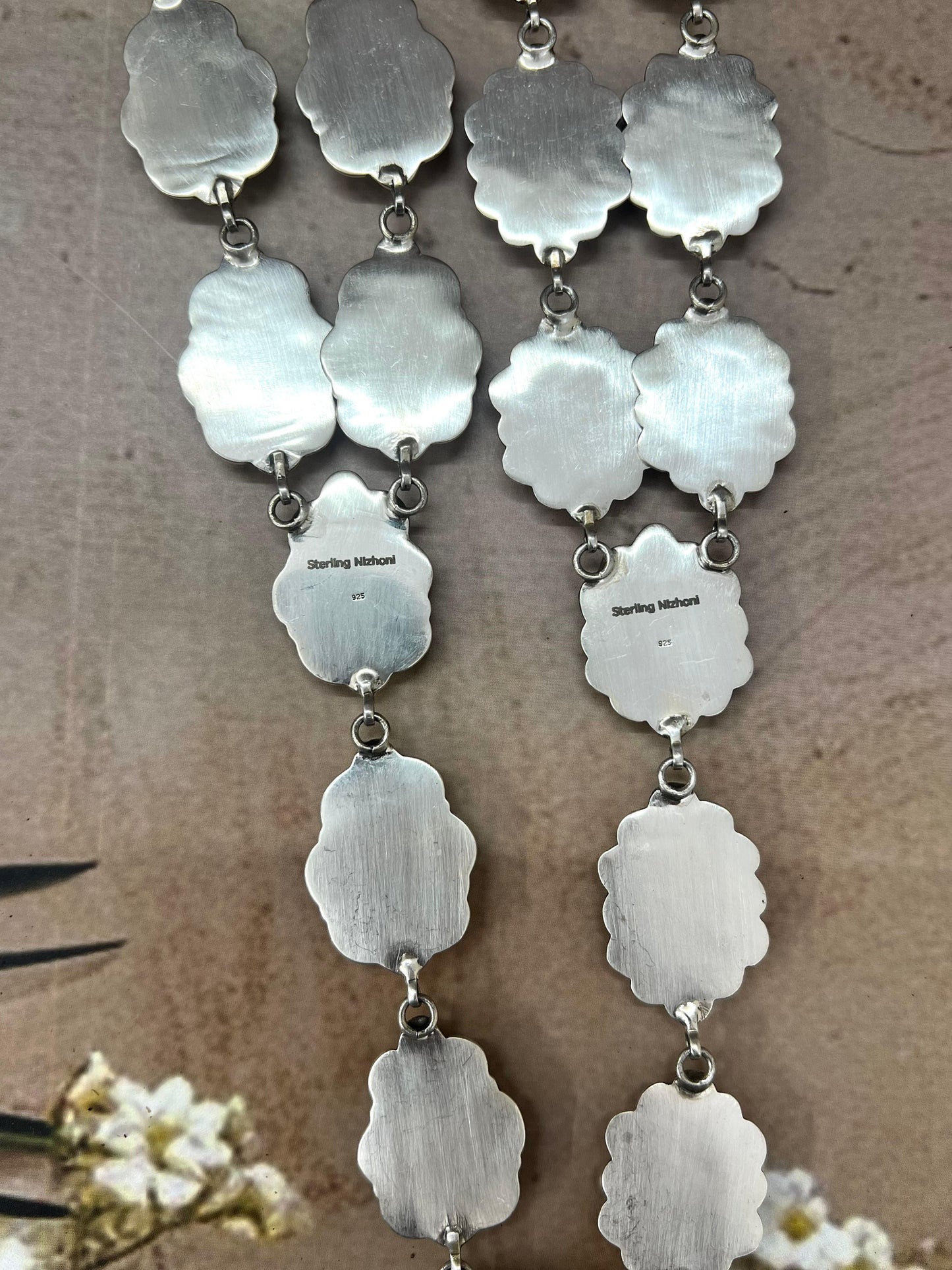 Handmade Sterling Silver Kingman Turquoise Lariat Necklace with Signed Nizhoni (2)