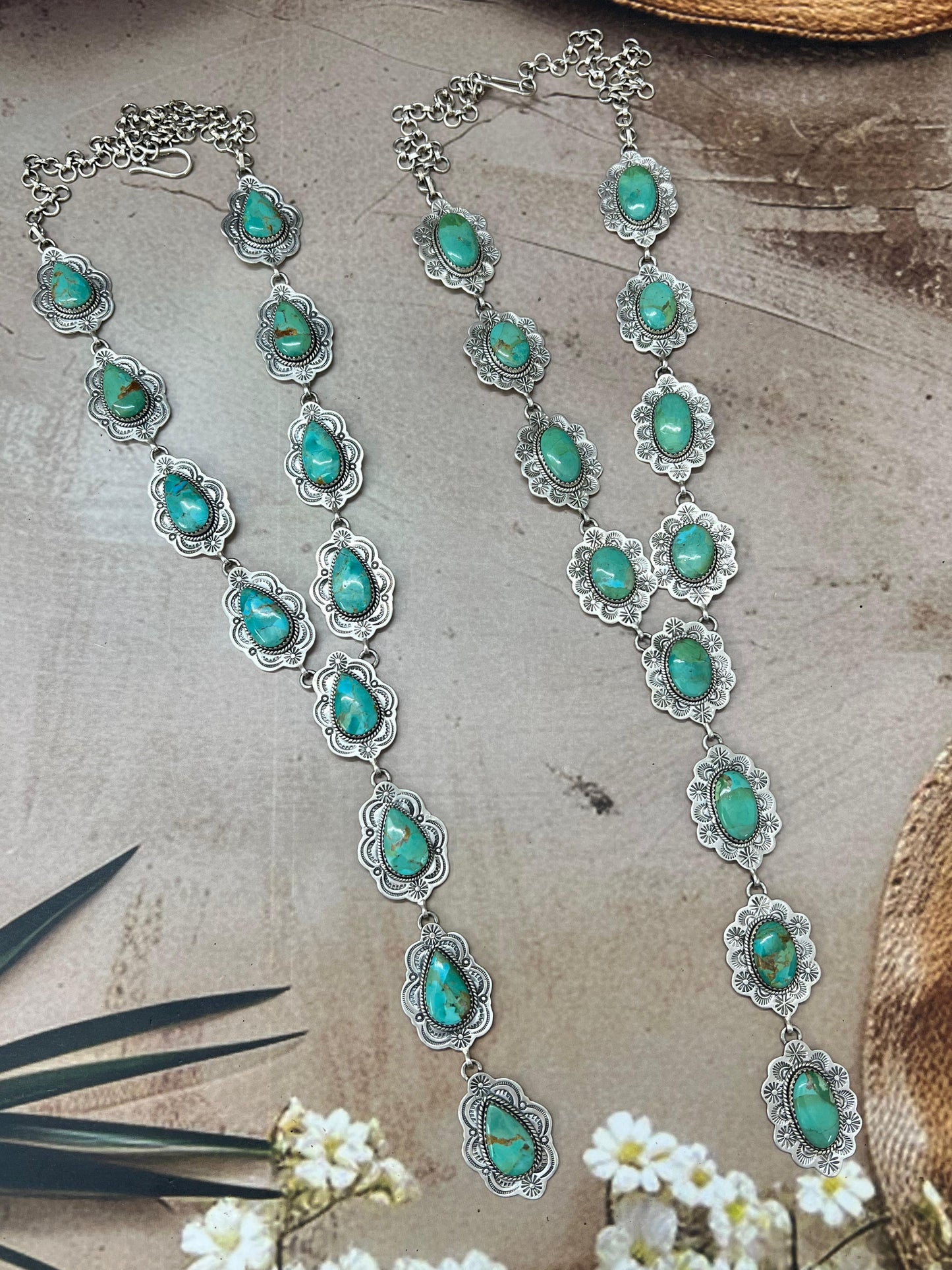 Handmade Sterling Silver Kingman Turquoise Lariat Necklace with Signed Nizhoni (2)