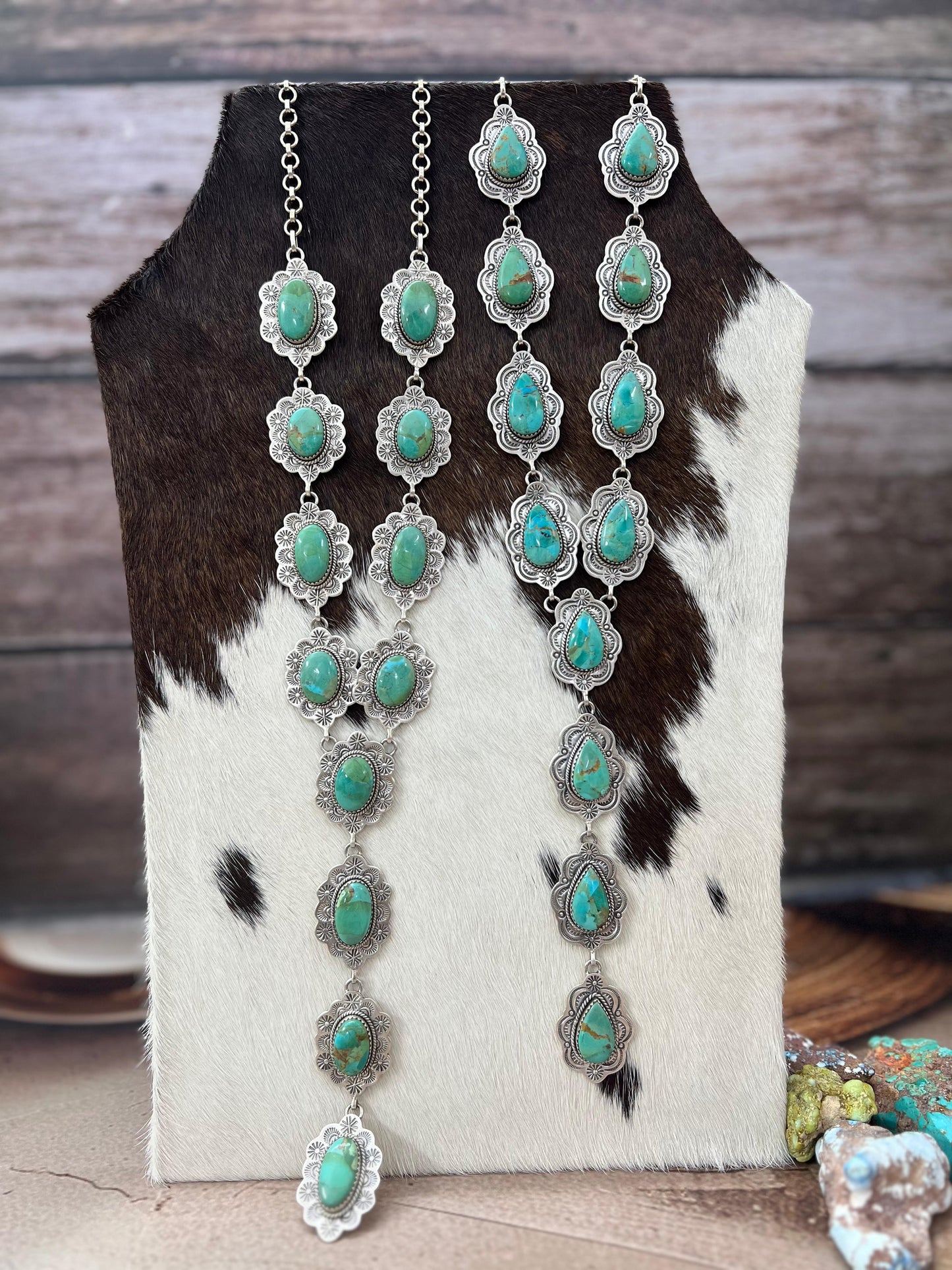 Handmade Sterling Silver Kingman Turquoise Lariat Necklace with Signed Nizhoni (2)