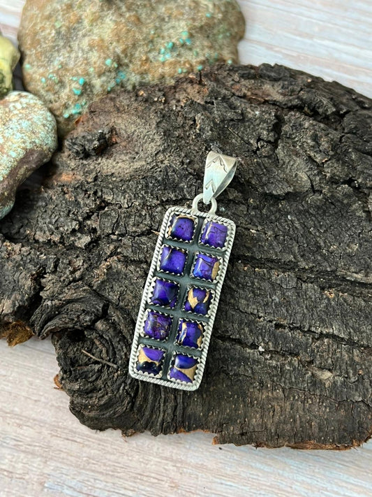Handmade Sterling Silver Grape Dahlia Pendant with Signed Nizhoni