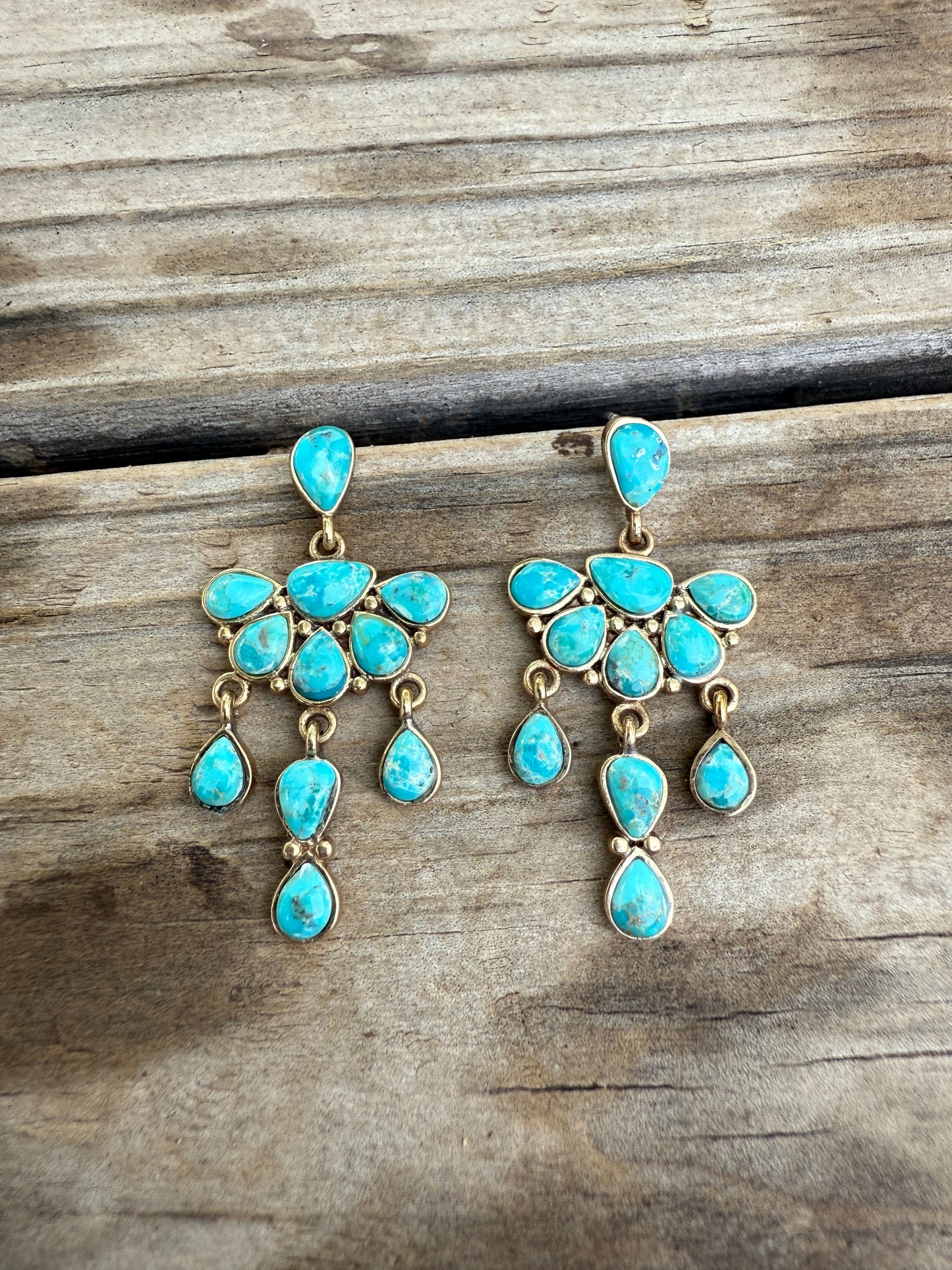 “The Golden Collection”  DURANGO Handmade Gold Plated Sterling Silver & Natural Turquoise Earrings
