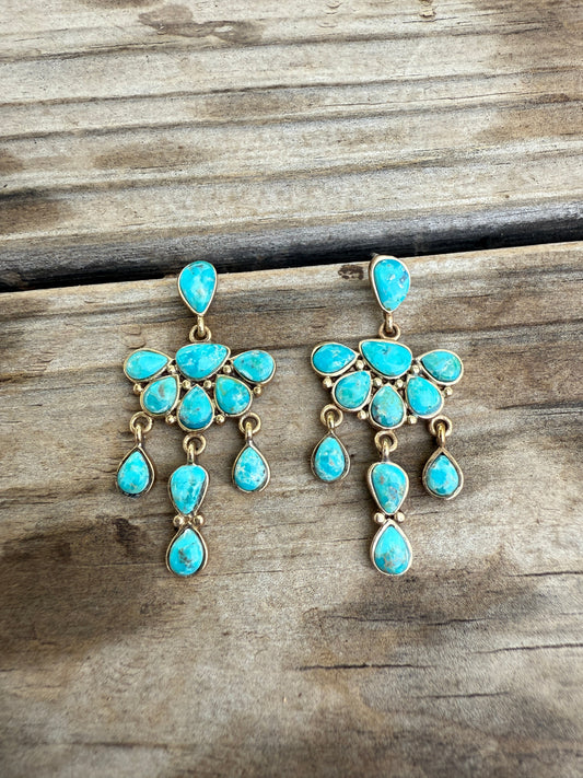 “The Golden Collection”  DURANGO Handmade Gold Plated Sterling Silver & Natural Turquoise Earrings