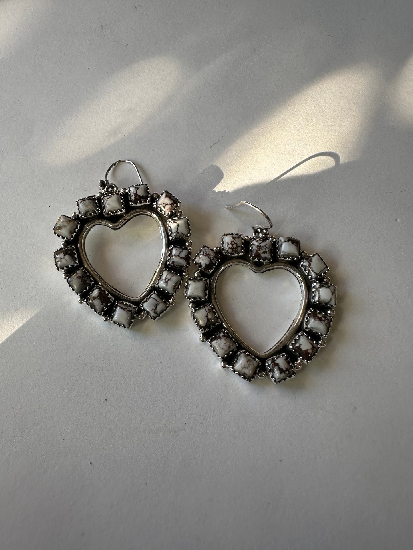 Handmade Wild Horse and Sterling Silver Heart Dangles
