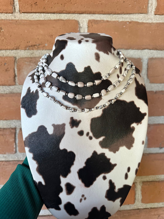 Handcrafted Beautiful Sterling Silver & White Buffalo Beaded Necklace 16-20 Inch