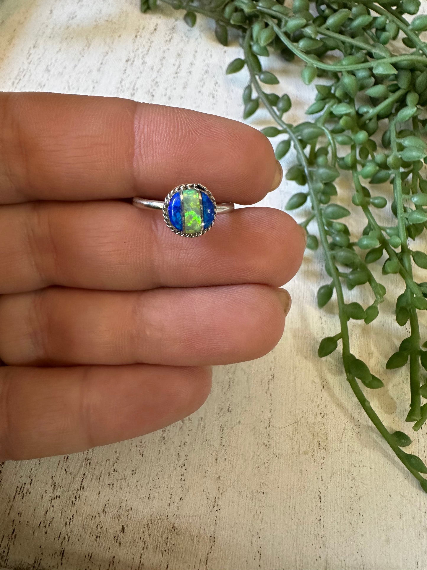 Navajo Sterling Silver Fire Opal  Ring