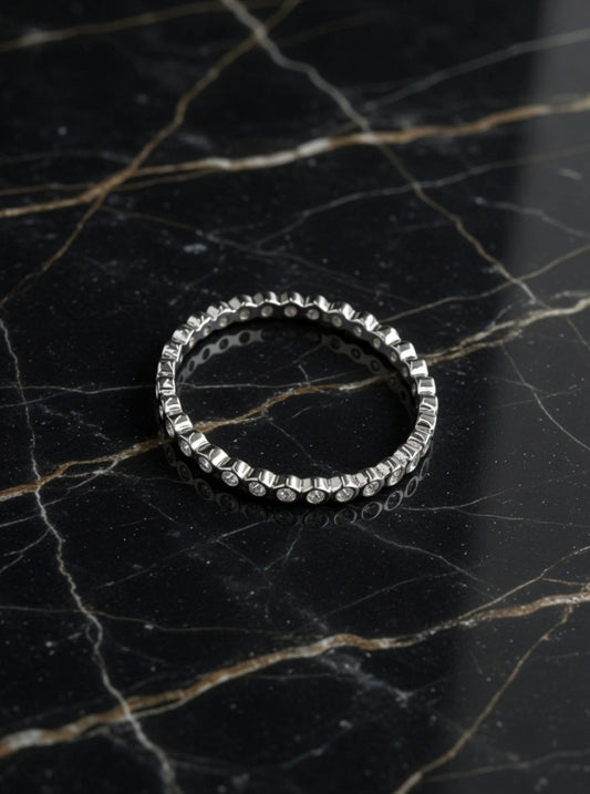 Sterling Silver Full Eternity CZ Stacking Band Ring