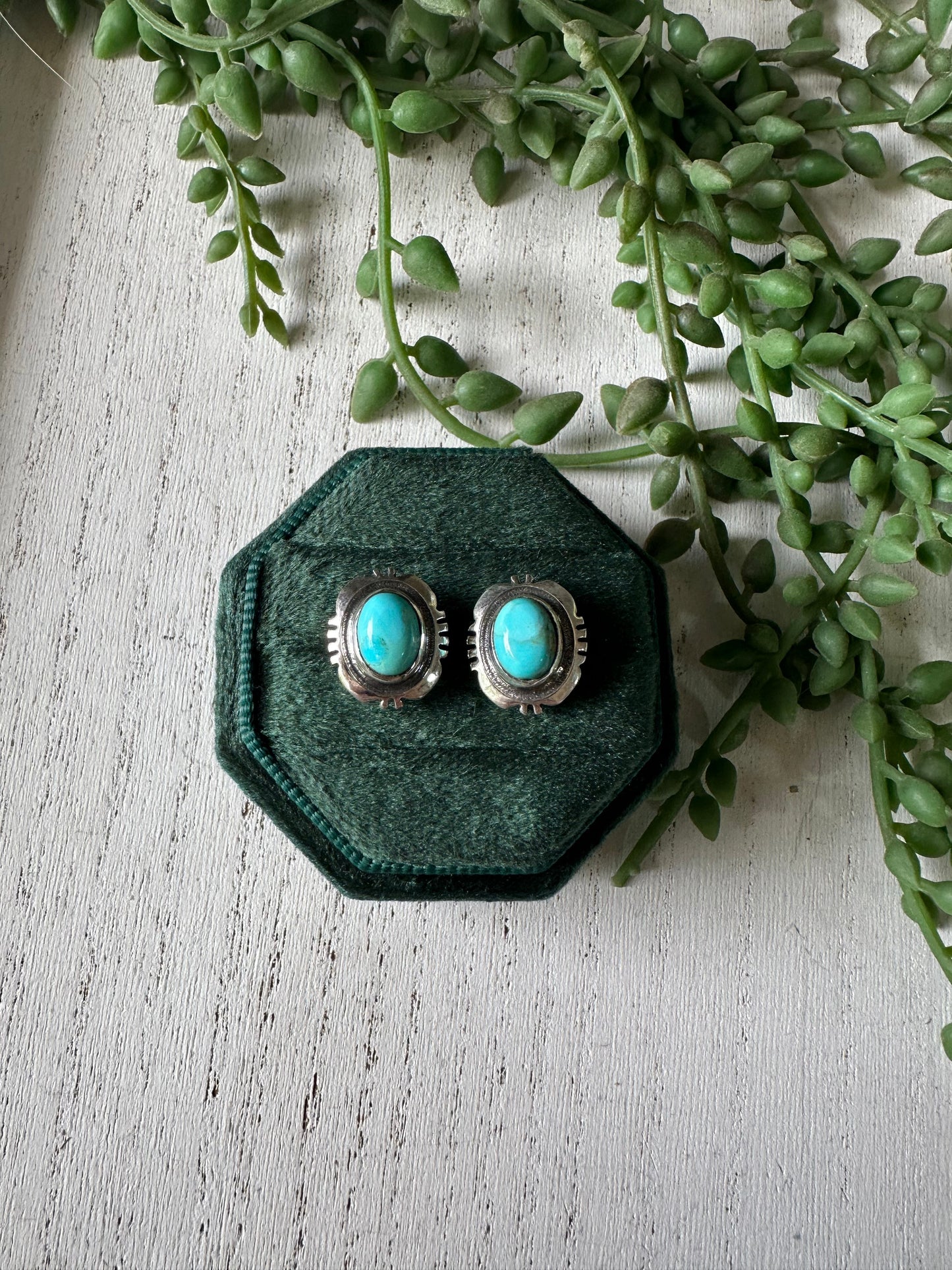 Handmade Turquoise And Sterling Silver Stud Earrings