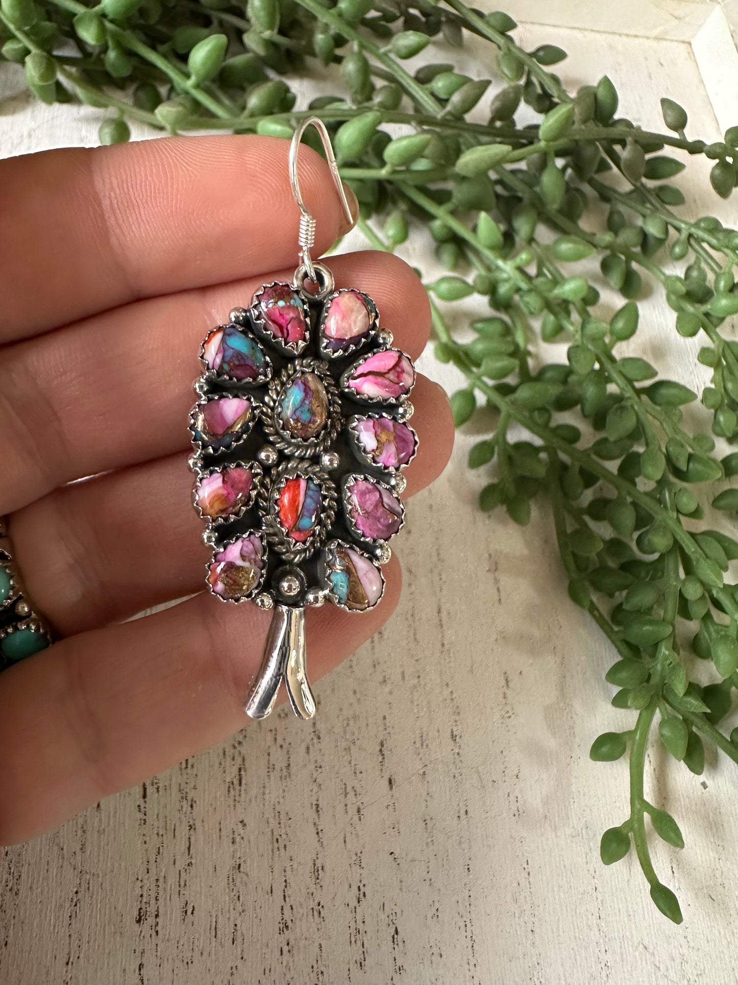 Nizhoni’s Handmade Sterling Silver Pink Dream Dangle Blossom Earrings