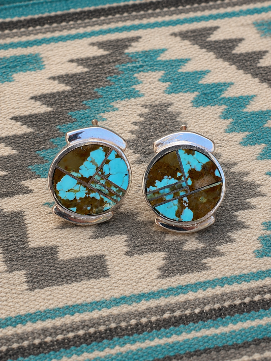 Handcrafted Turquoise #8 & Sterling Silver Stud Earrings