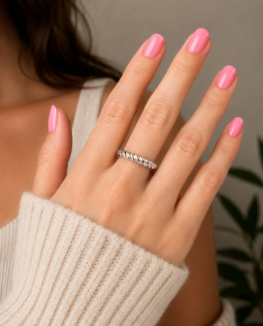 Sterling Silver Twist Band Ring Size 9