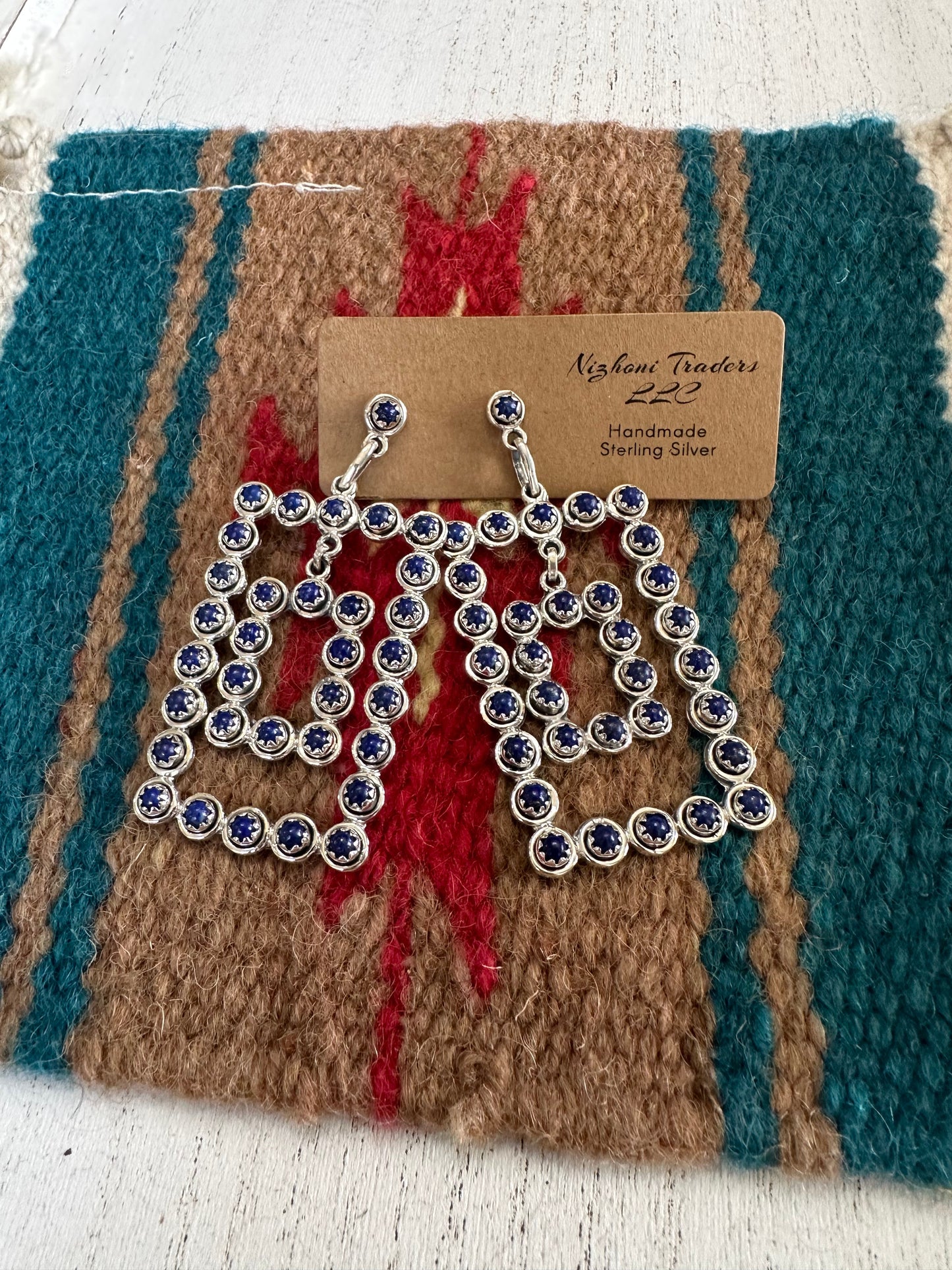 “Rodeo Queen” Nizhoni Sterling Silver & Blue Lapis Rectangle Dangle Earrings
