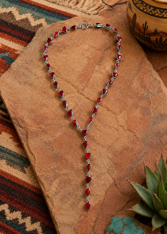 18" Red Jasper Lariat Necklace
