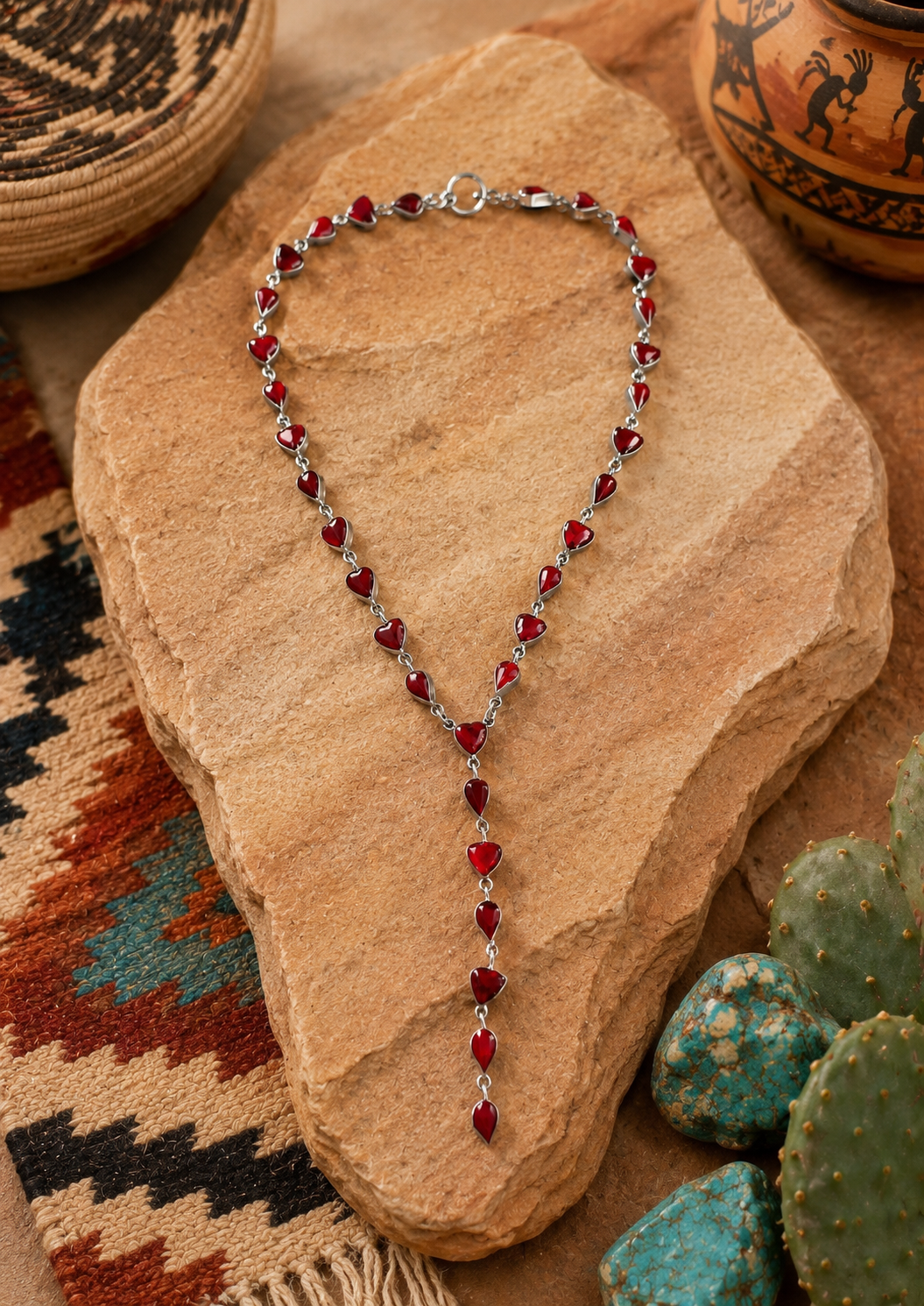 24" Red Jasper Lariat Necklace