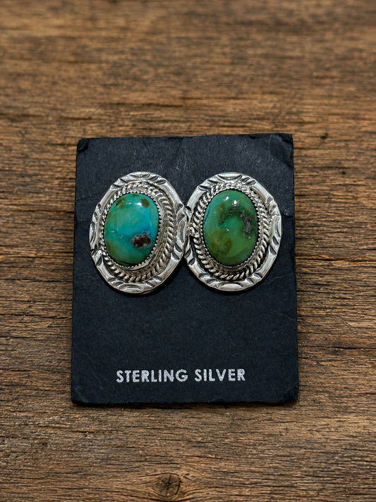 Handcrafted Sonoran Mountain Turquoise & Sterling Silver Stud Post Earrings
