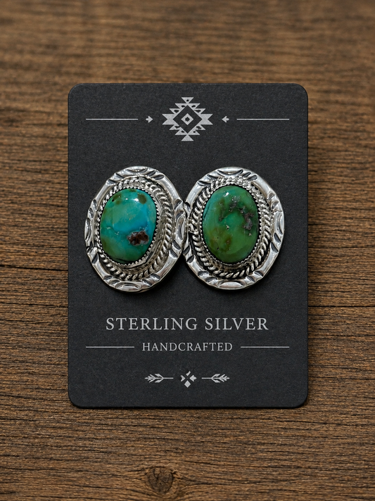 Handcrafted Sonoran Mountain Turquoise & Sterling Silver Stud Post Earrings